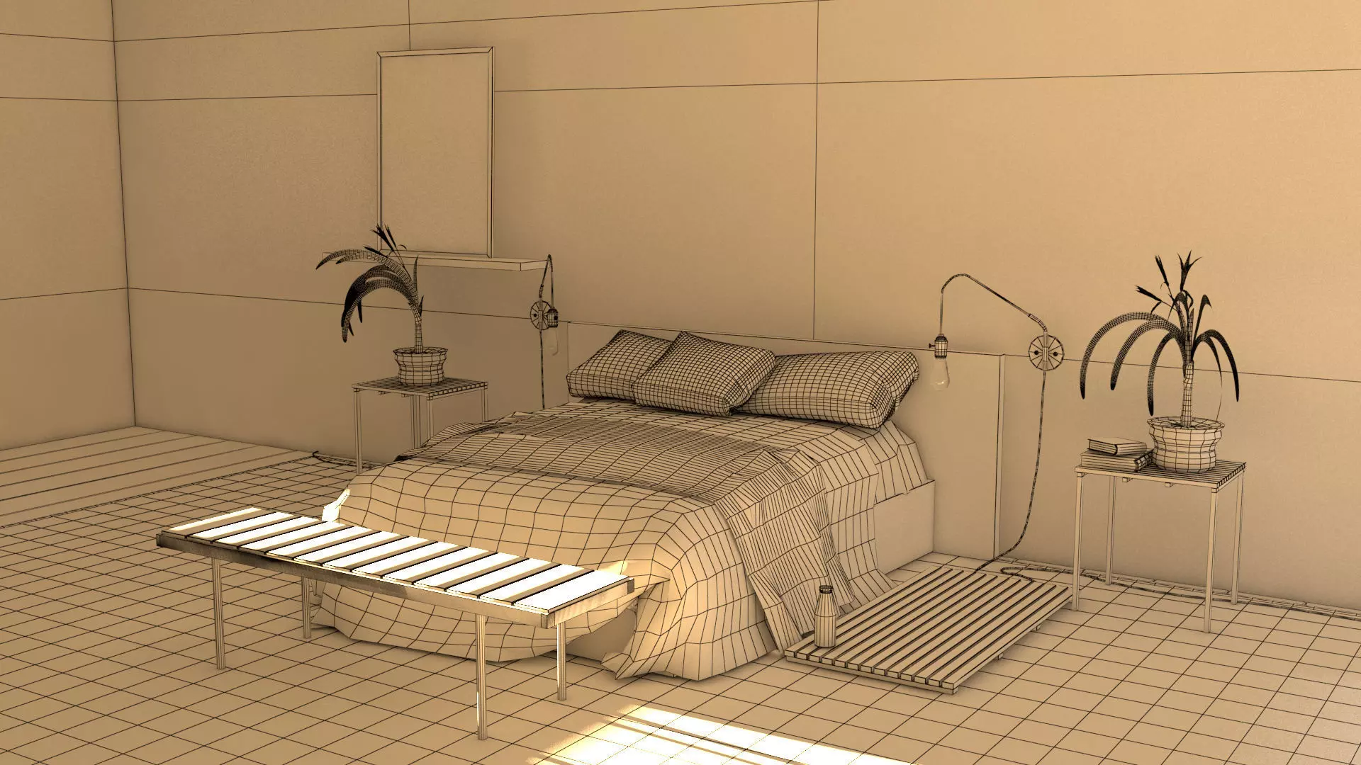 laos Bedroom Scene 3D model_7