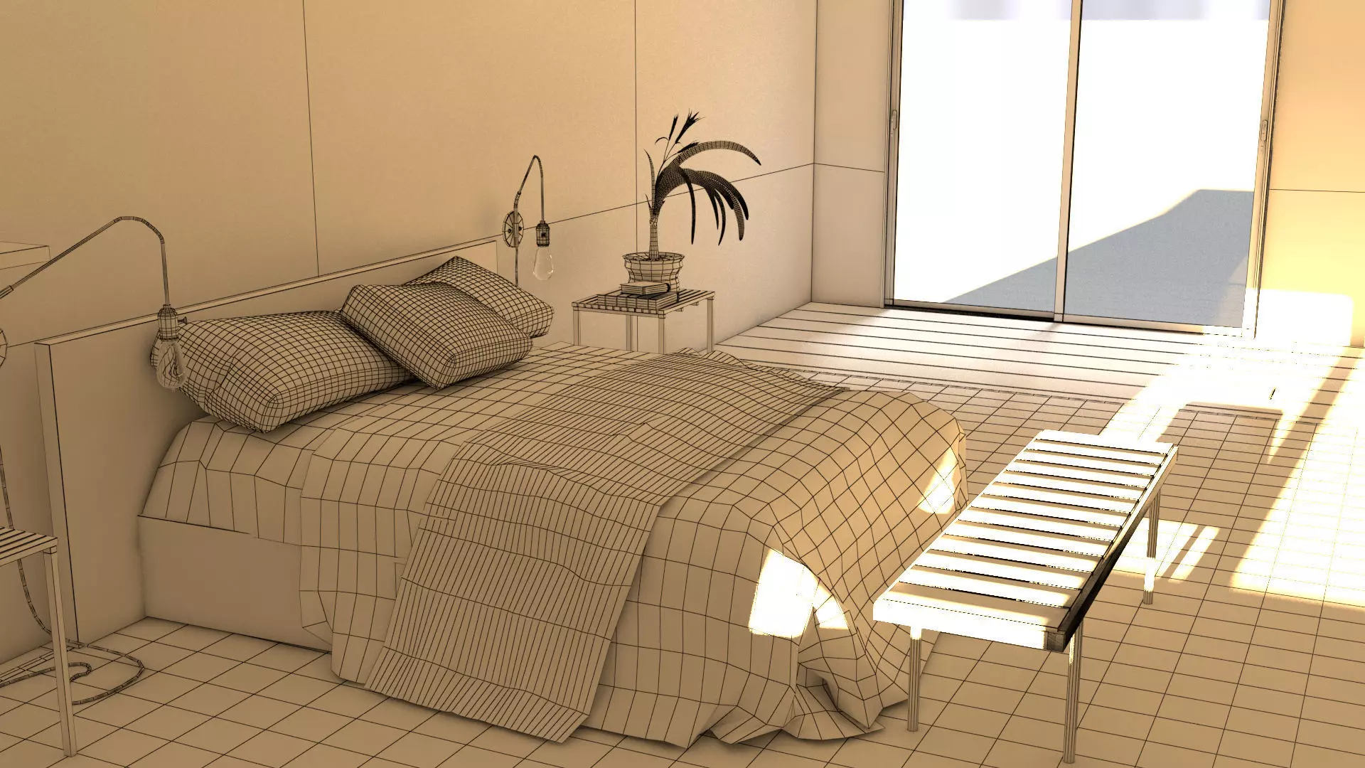 laos Bedroom Scene 3D model_8
