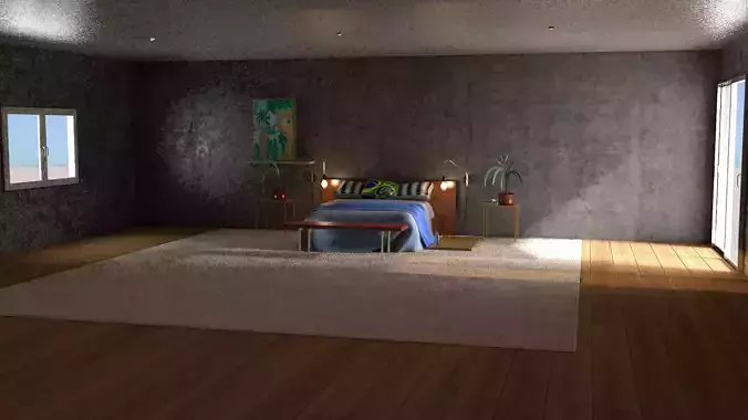 laos Bedroom Scene 3D model
