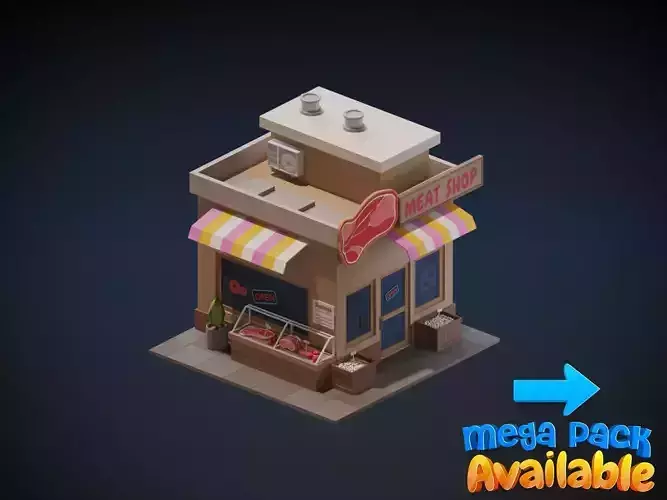 Meat Shop Low-poly 3D model