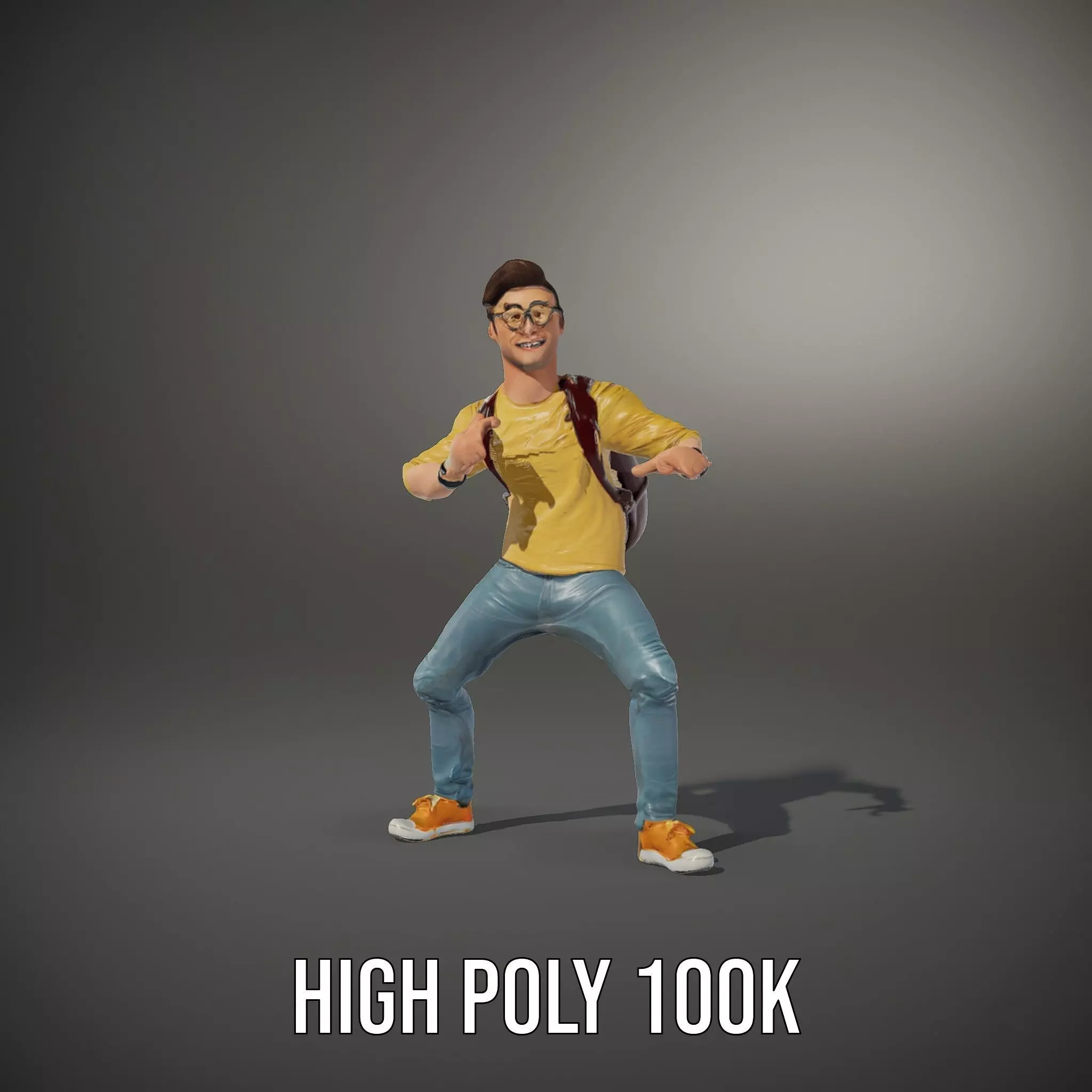 Casual Young Man with Glasses Model Pack Low-poly 3D model_35