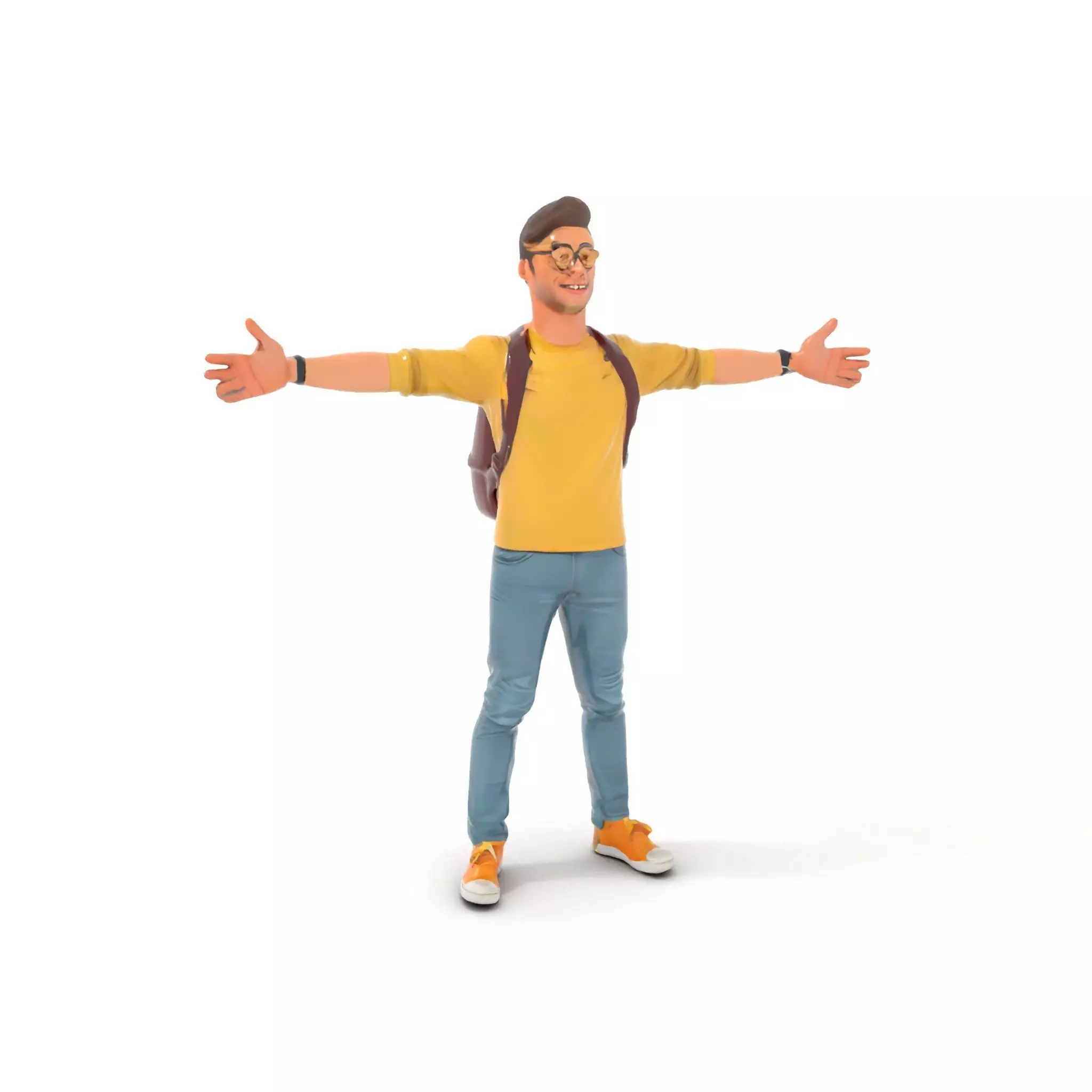Casual Young Man with Glasses Model Pack Low-poly 3D model_0