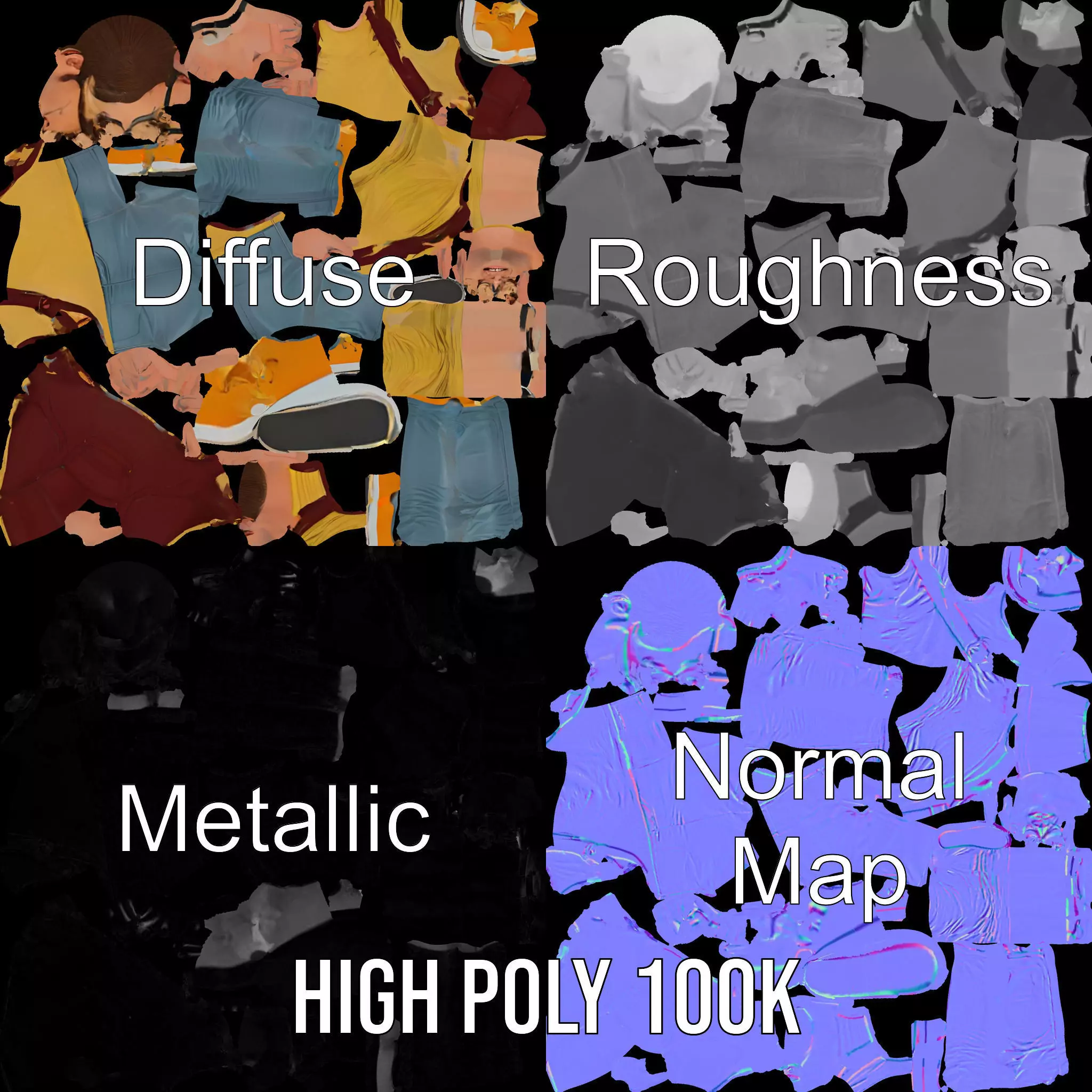 Casual Young Man with Glasses Model Pack Low-poly 3D model_4