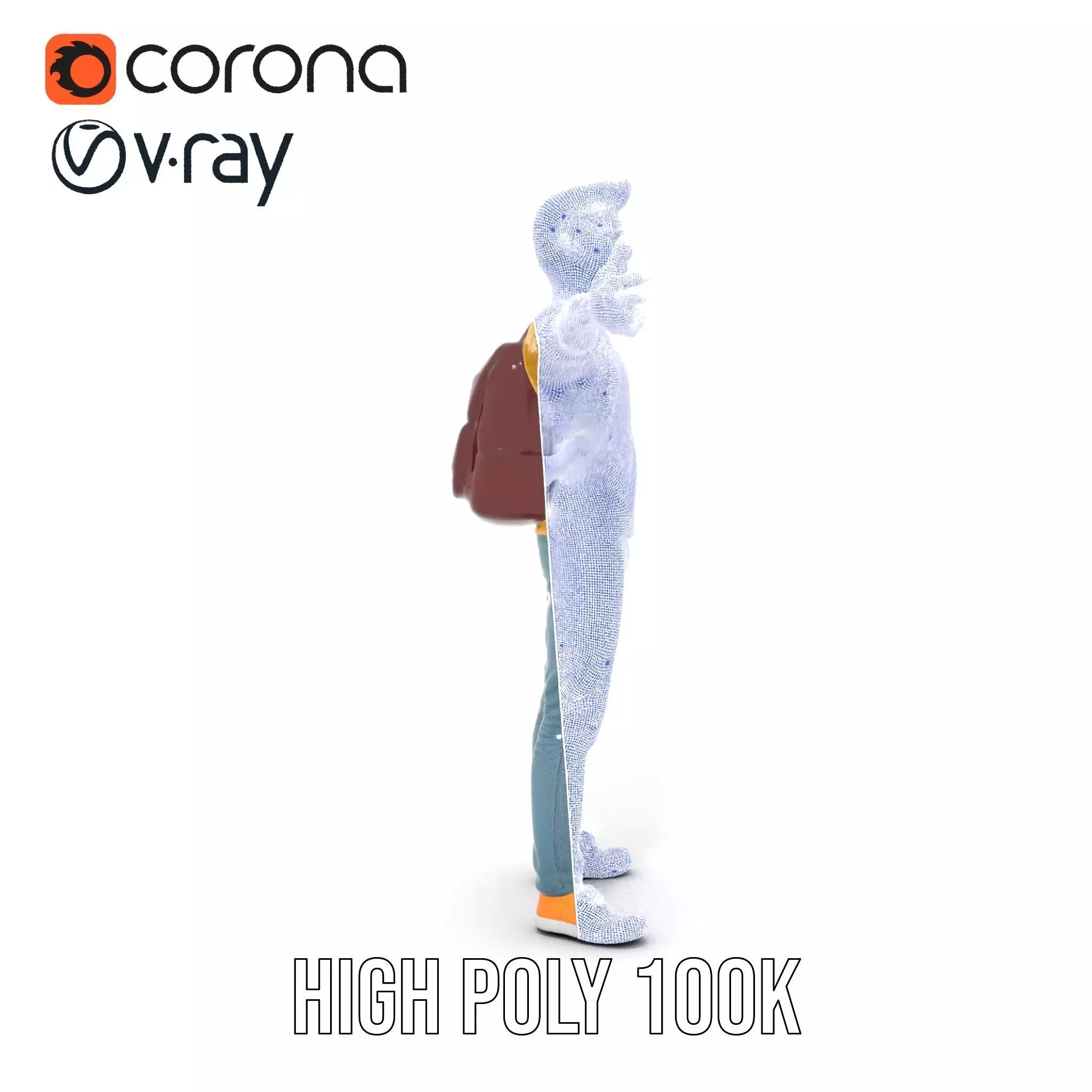 Casual Young Man with Glasses Model Pack Low-poly 3D model_34