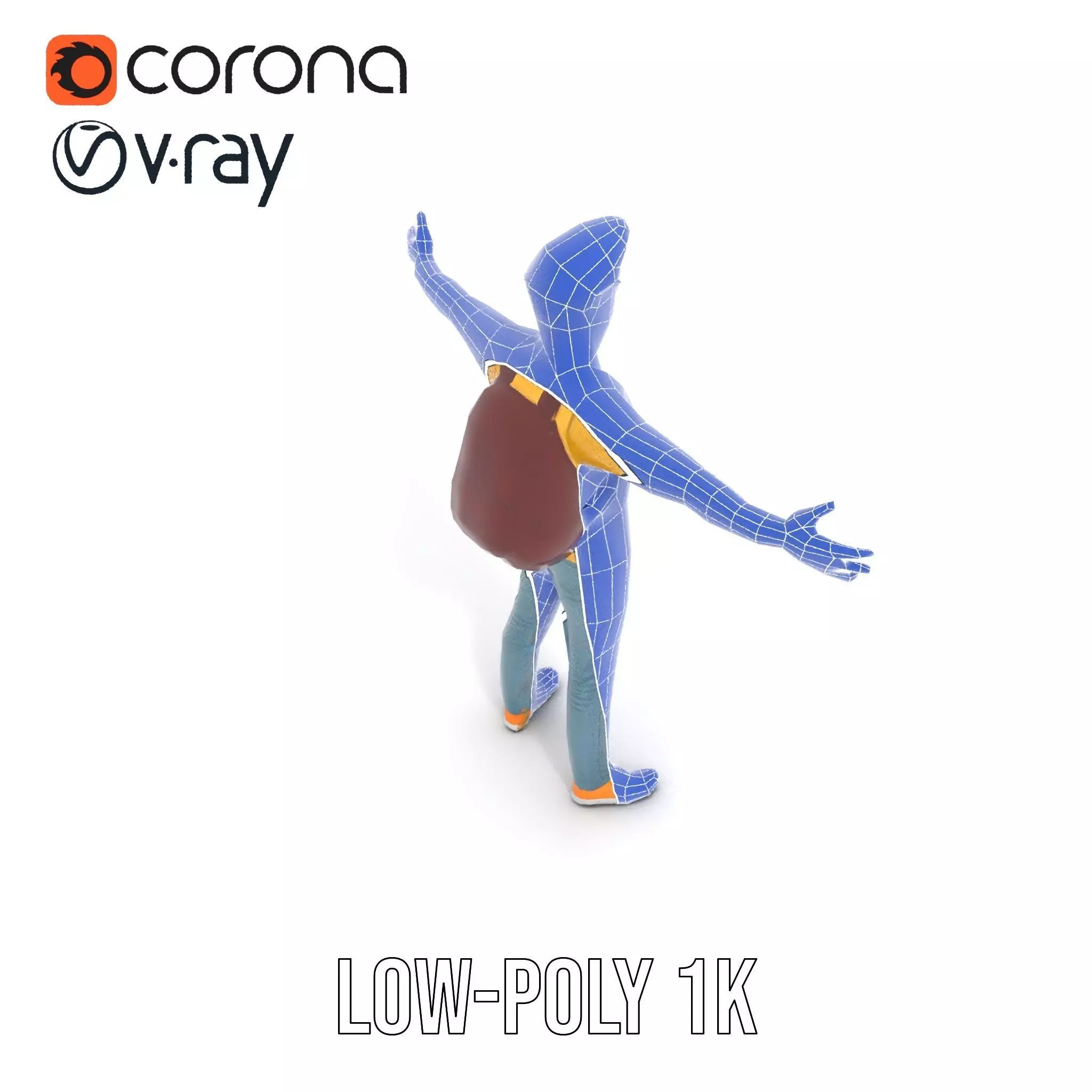 Casual Young Man with Glasses Model Pack Low-poly 3D model_31