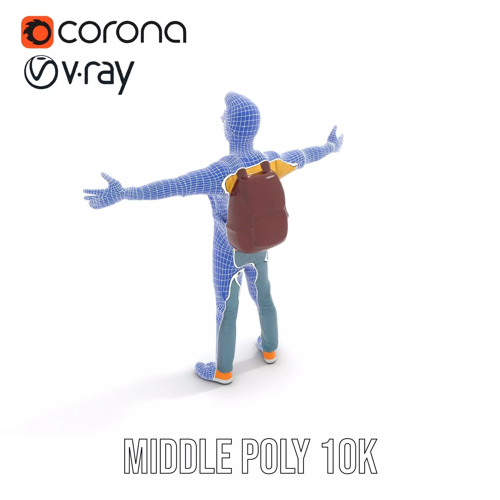 Casual Young Man with Glasses Model Pack Low-poly 3D model_11