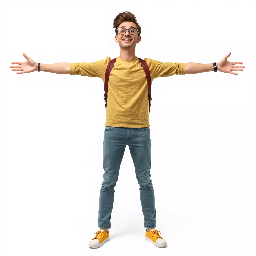 Casual Young Man with Glasses Model Pack Low-poly 3D model_3