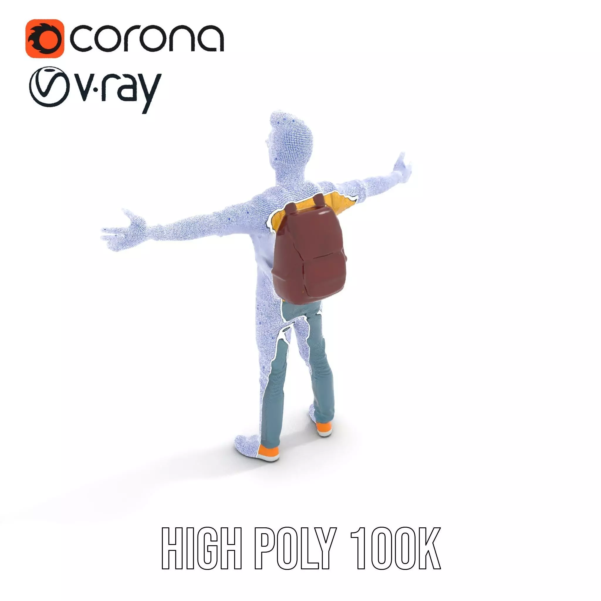 Casual Young Man with Glasses Model Pack Low-poly 3D model_26