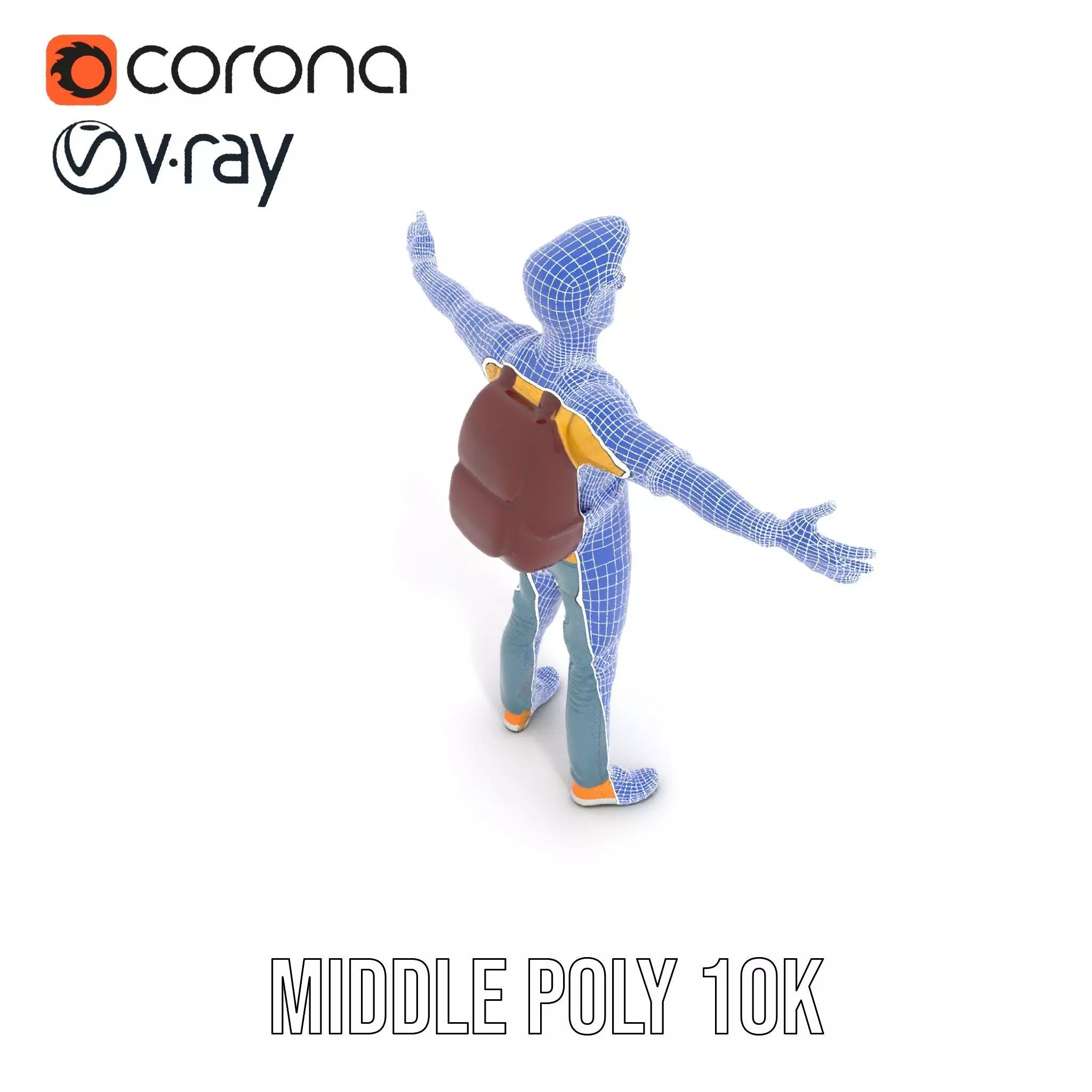 Casual Young Man with Glasses Model Pack Low-poly 3D model_16