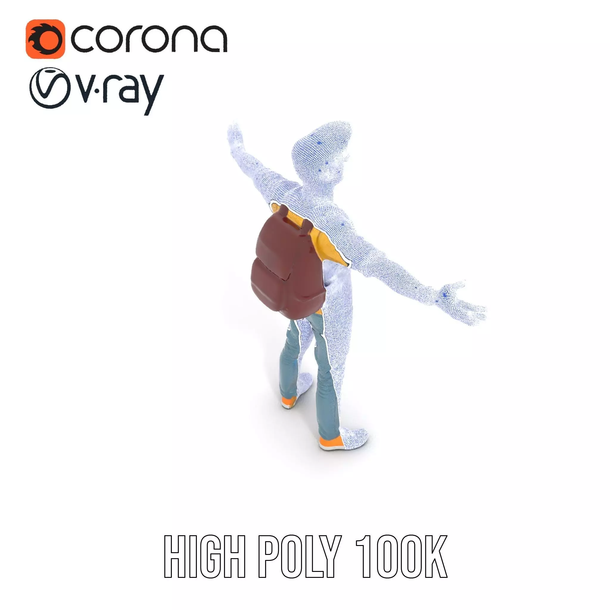 Casual Young Man with Glasses Model Pack Low-poly 3D model_20