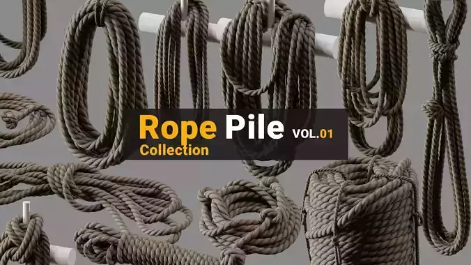 Rope Pile Collection Low-poly 3D model