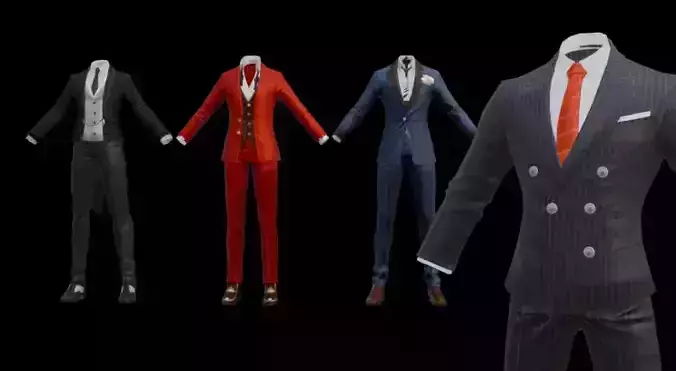 6 suit anime styles for men  low poly 3d model