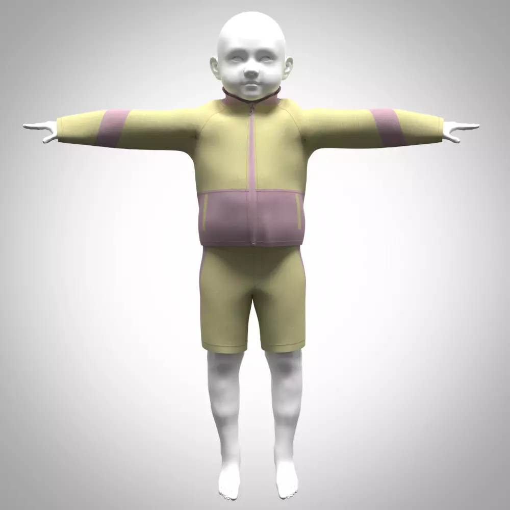 BABY ROMPER 3D CLOTHING RIGGED MODEL Low-poly 3D model