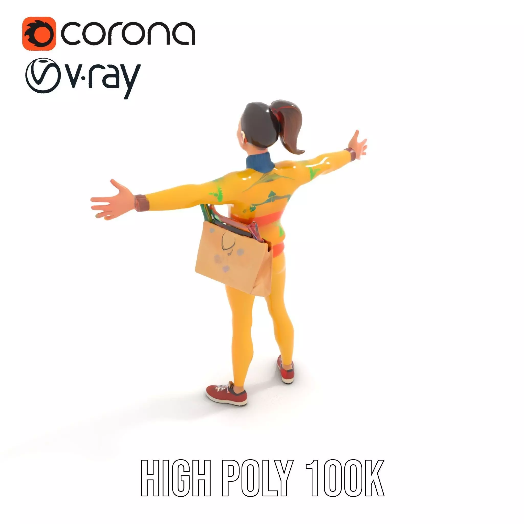 Cartoon Character in Sweater Model Pack Low-poly 3D model_15