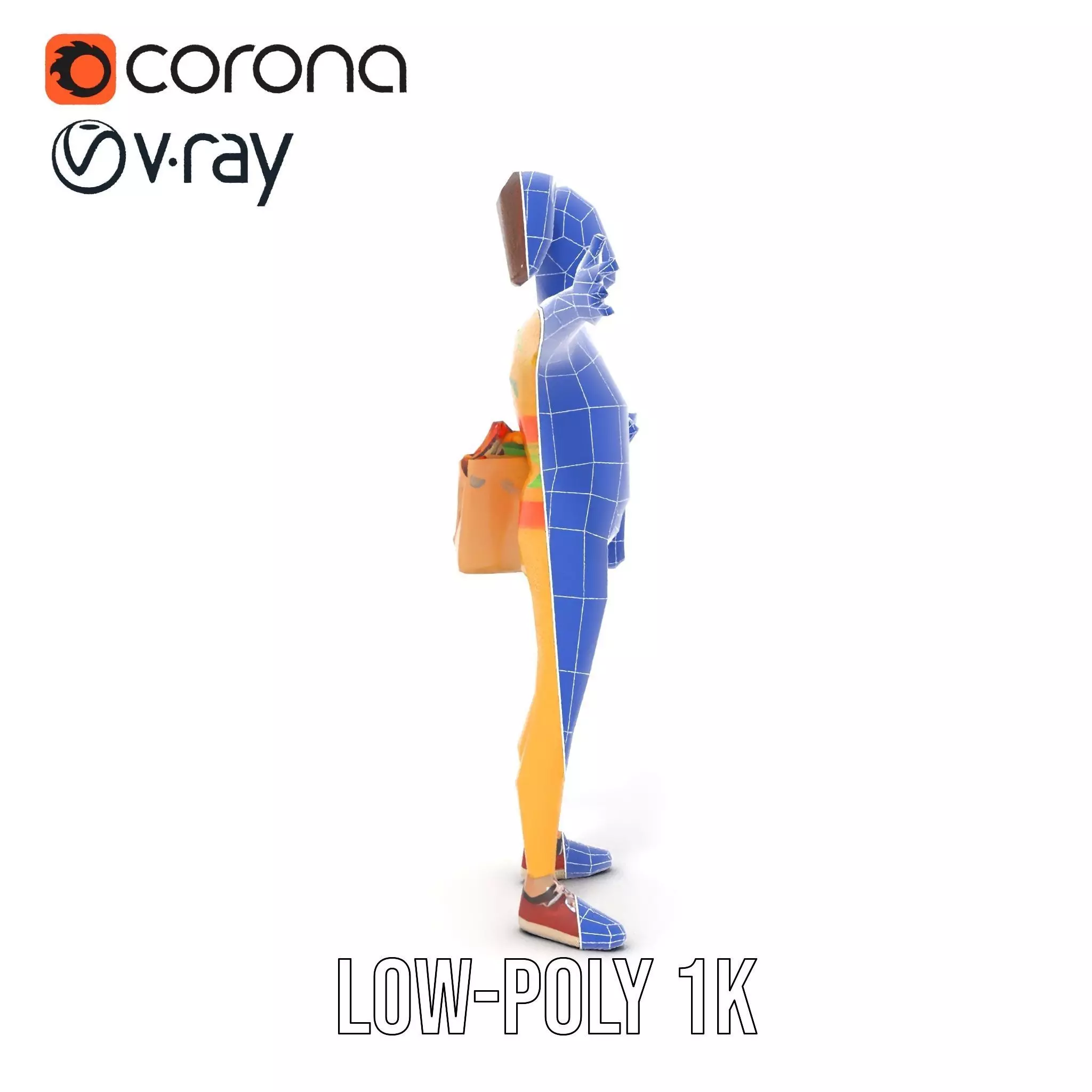 Cartoon Character in Sweater Model Pack Low-poly 3D model_14