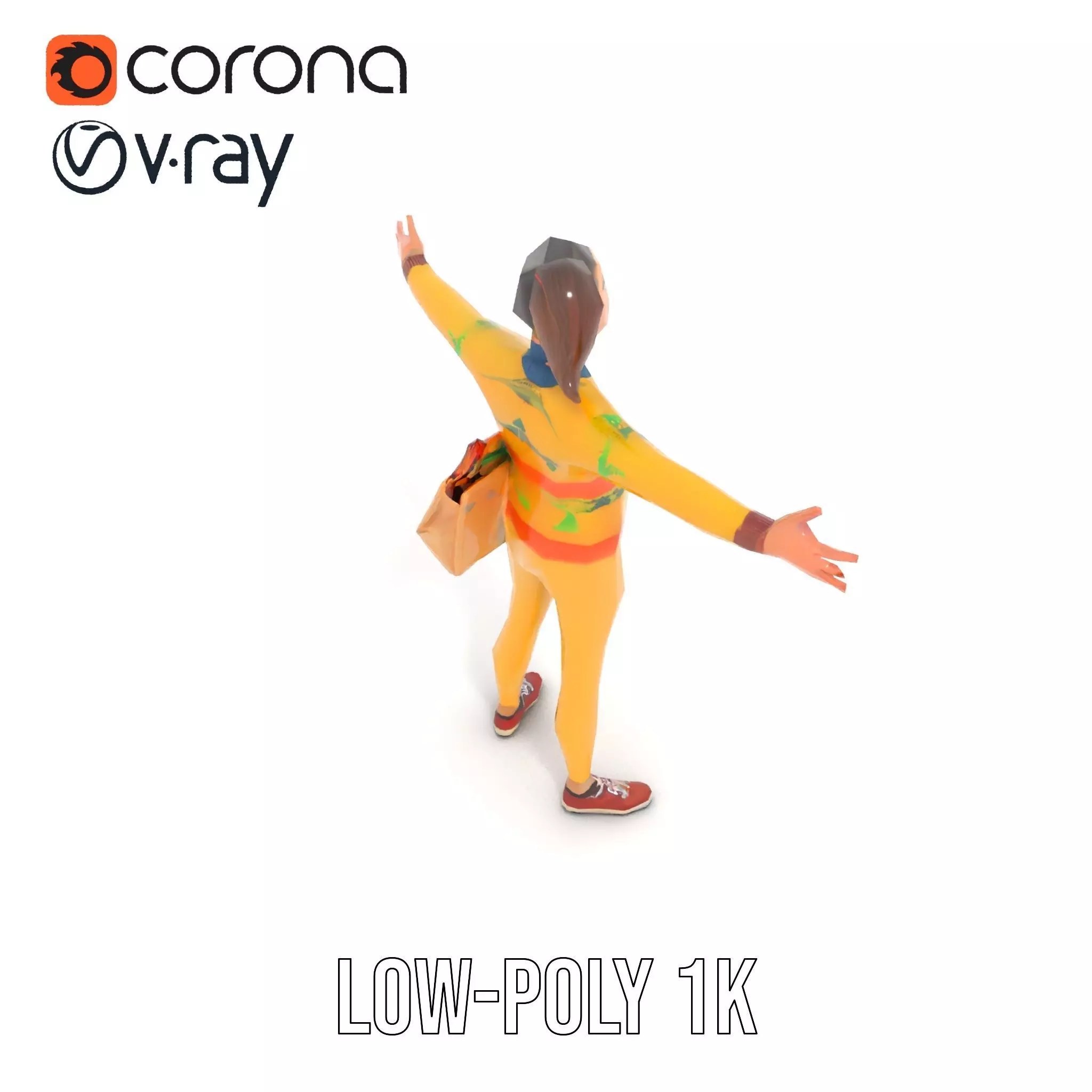 Cartoon Character in Sweater Model Pack Low-poly 3D model_8