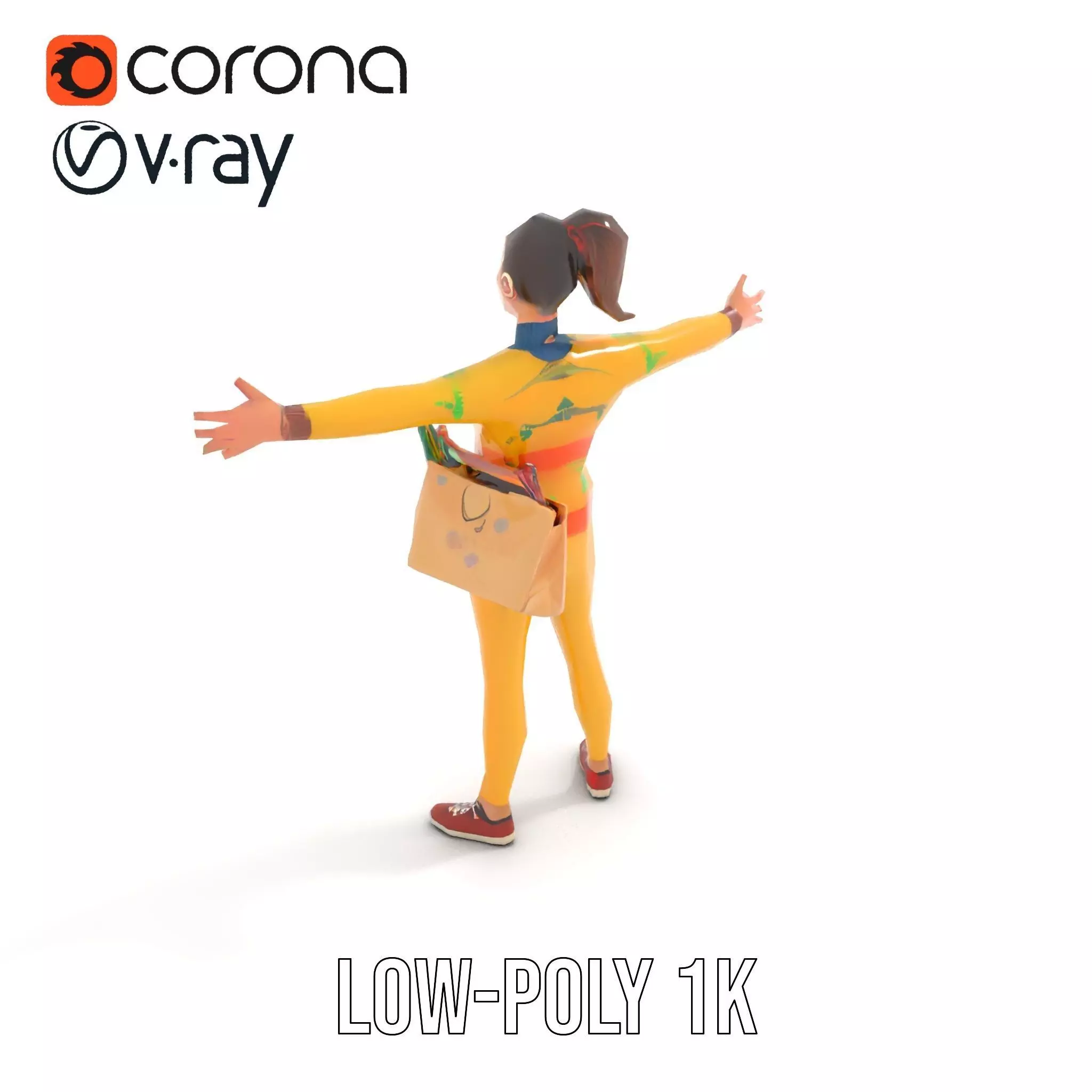 Cartoon Character in Sweater Model Pack Low-poly 3D model_11