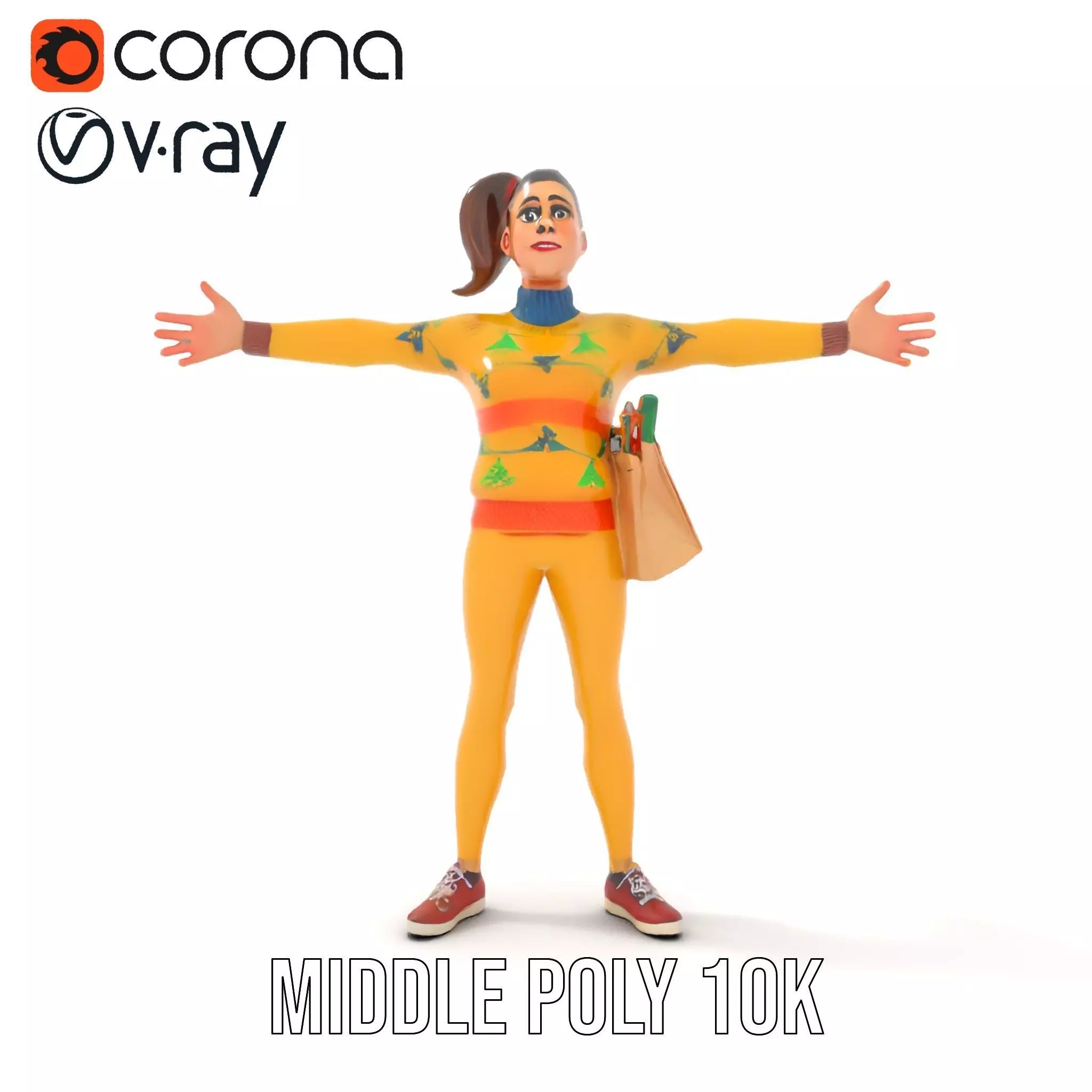 Cartoon Character in Sweater Model Pack Low-poly 3D model_28