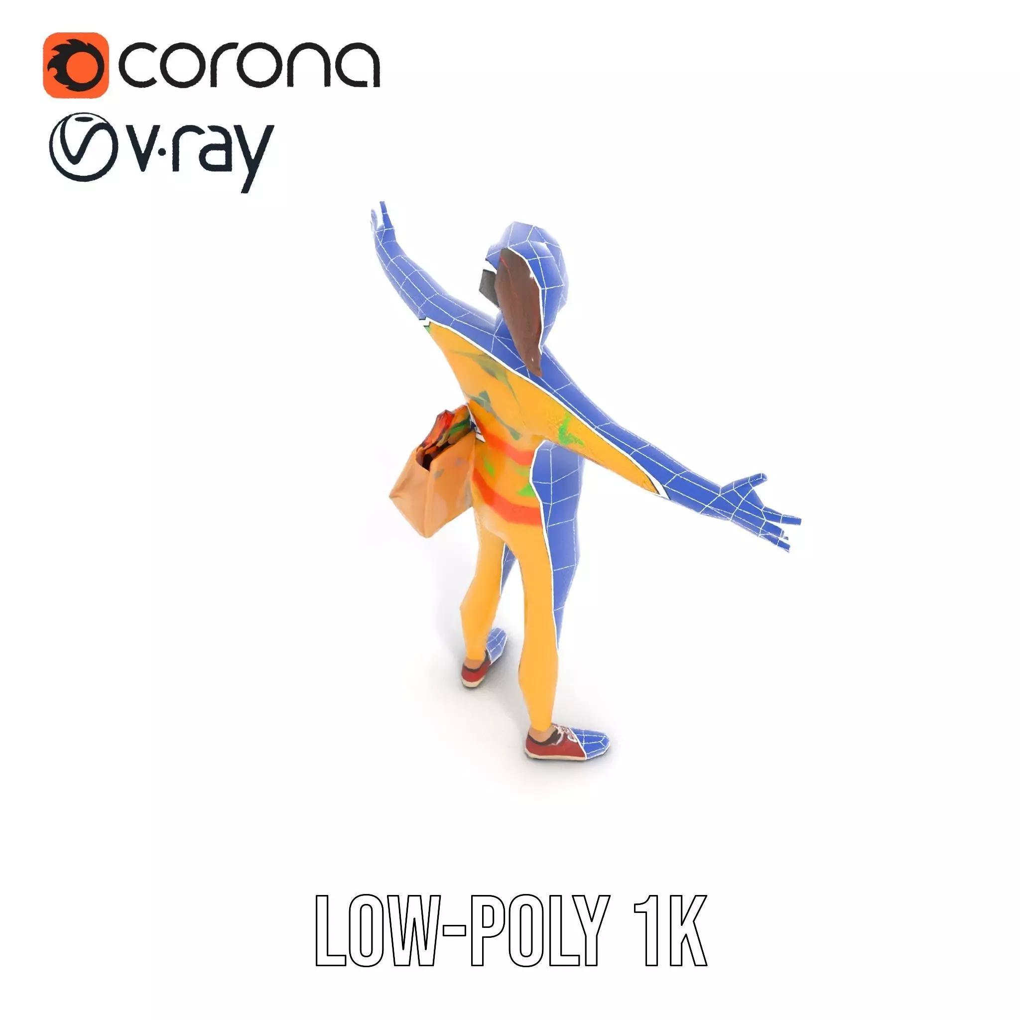 Cartoon Character in Sweater Model Pack Low-poly 3D model_17