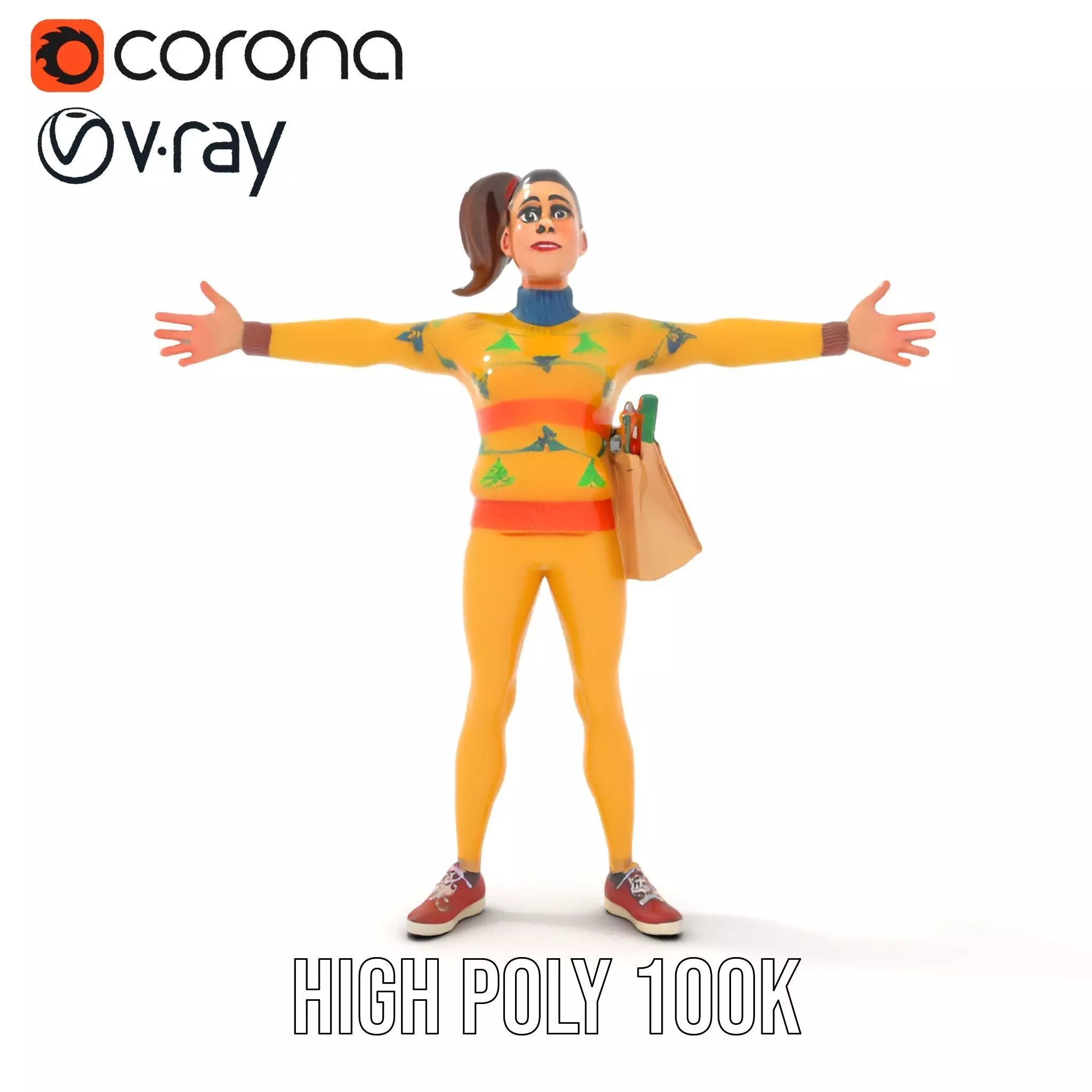 Cartoon Character in Sweater Model Pack Low-poly 3D model_21