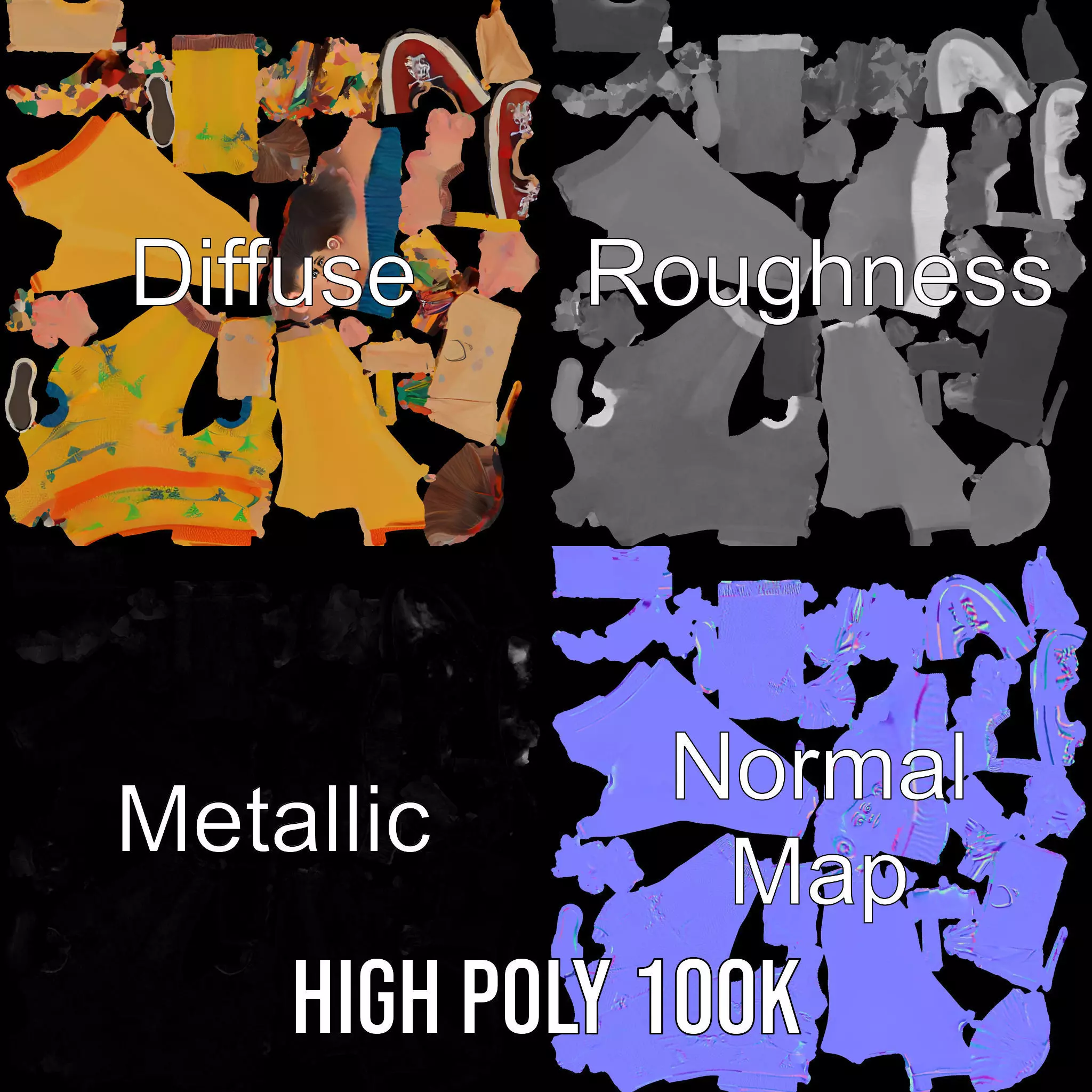 Cartoon Character in Sweater Model Pack Low-poly 3D model_4