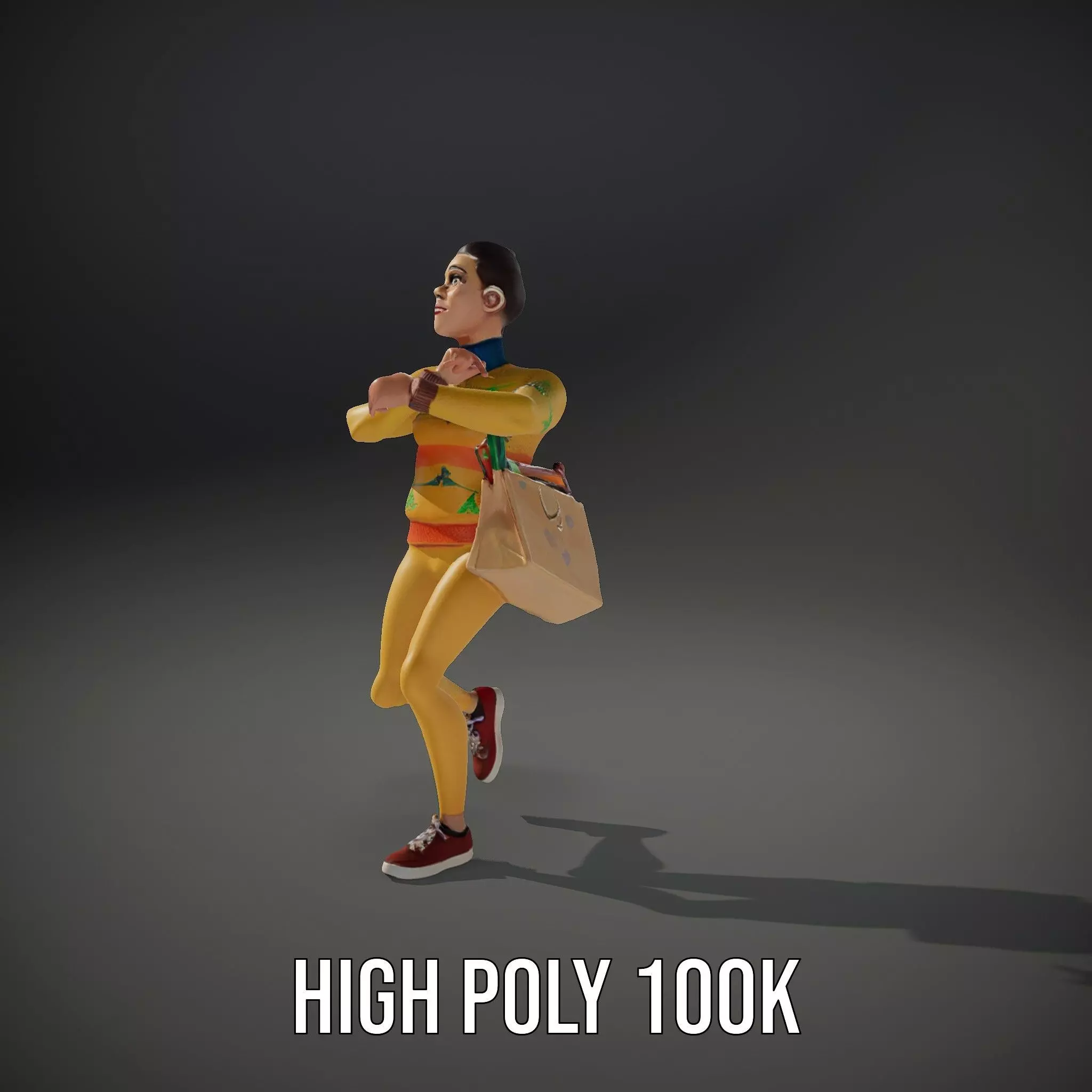 Cartoon Character in Sweater Model Pack Low-poly 3D model_12