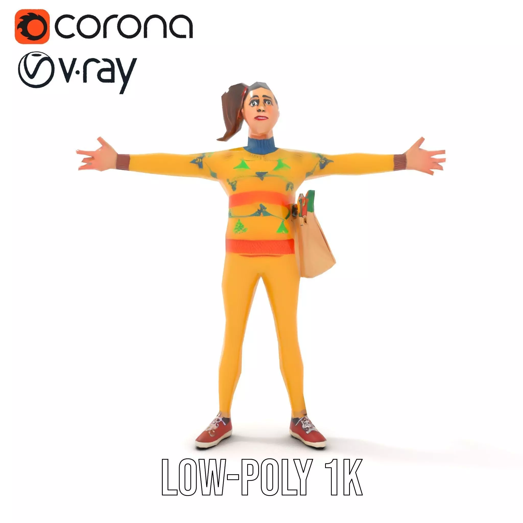 Cartoon Character in Sweater Model Pack Low-poly 3D model_31