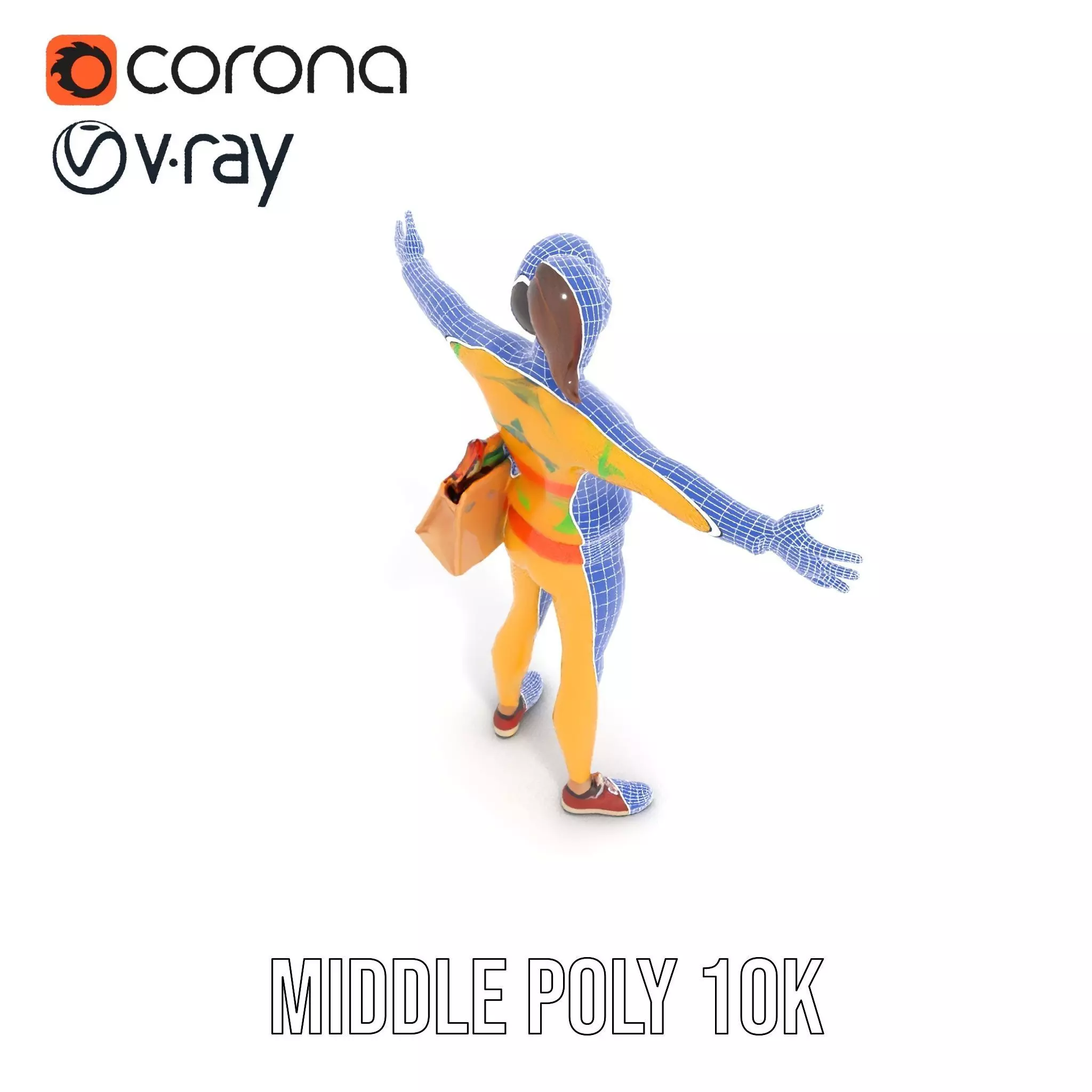 Cartoon Character in Sweater Model Pack Low-poly 3D model_13