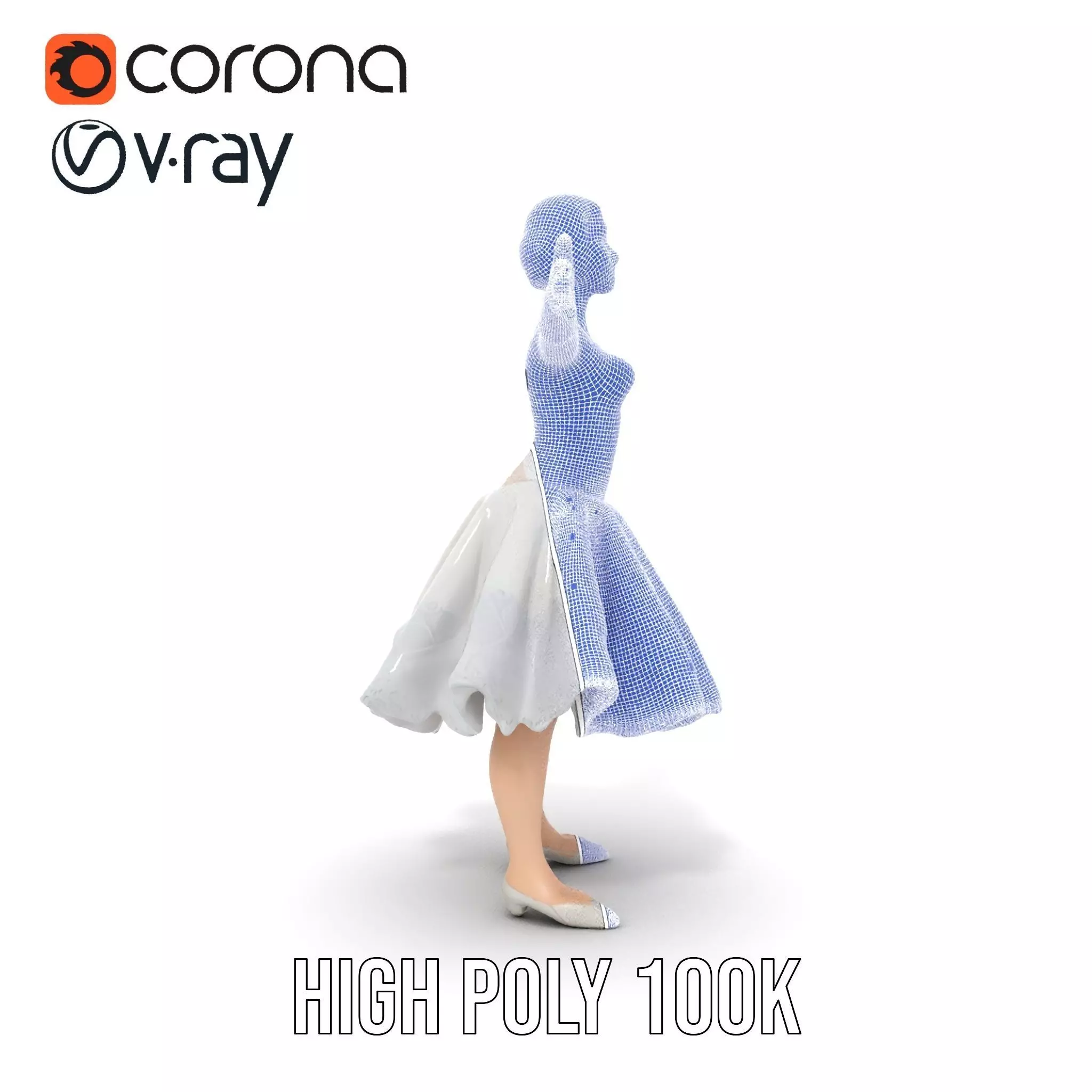 Ballet Dancer Model Pack with Elegant Dress Low-poly 3D model_35