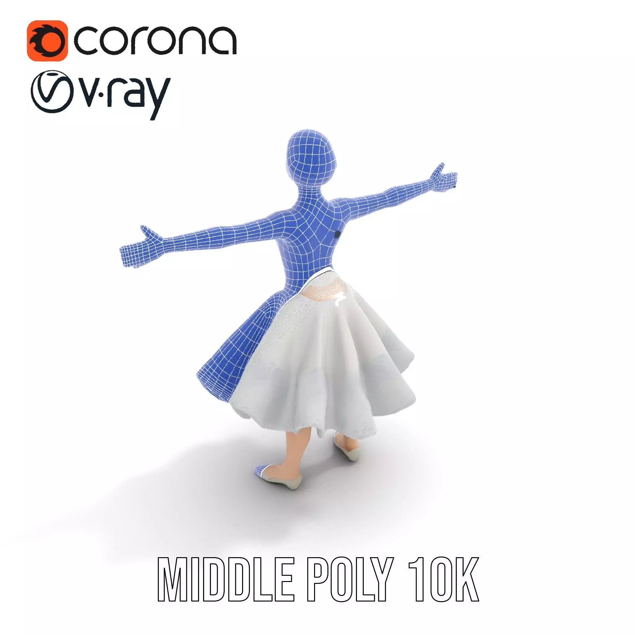 Ballet Dancer Model Pack with Elegant Dress Low-poly 3D model_27