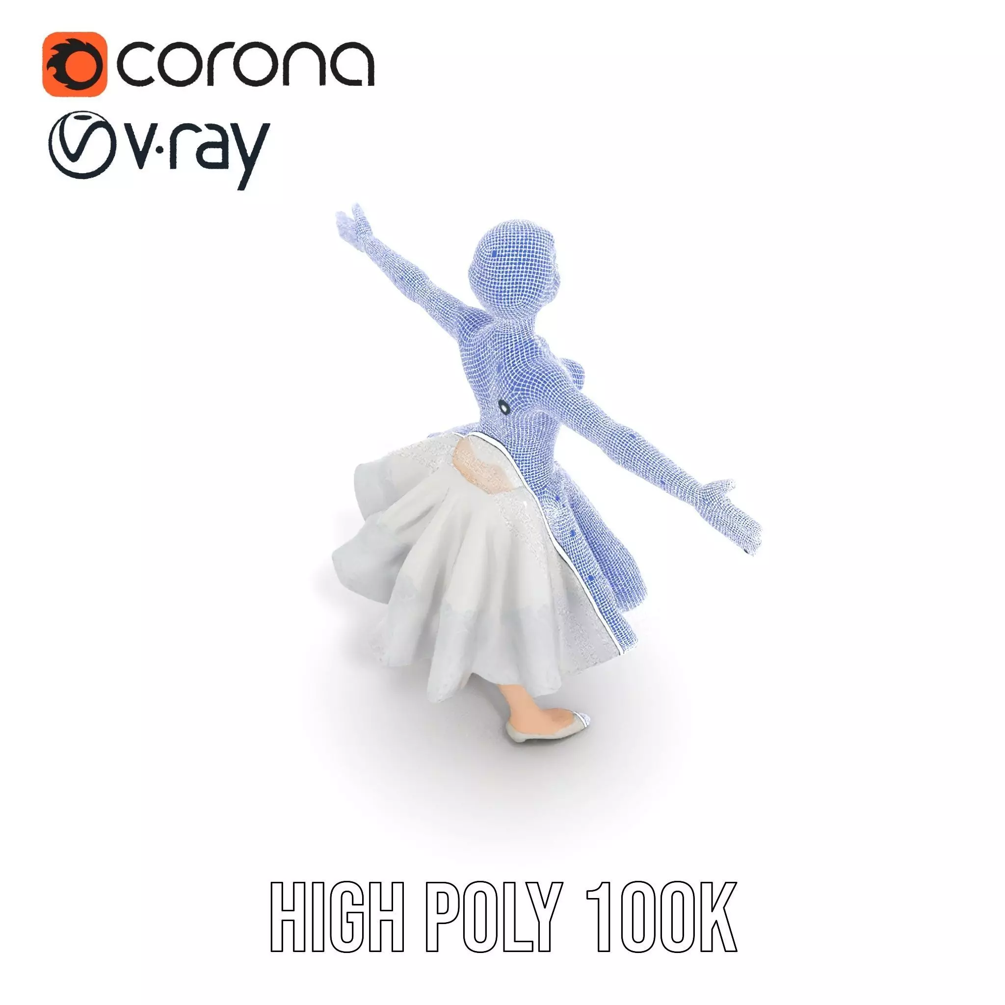 Ballet Dancer Model Pack with Elegant Dress Low-poly 3D model_21