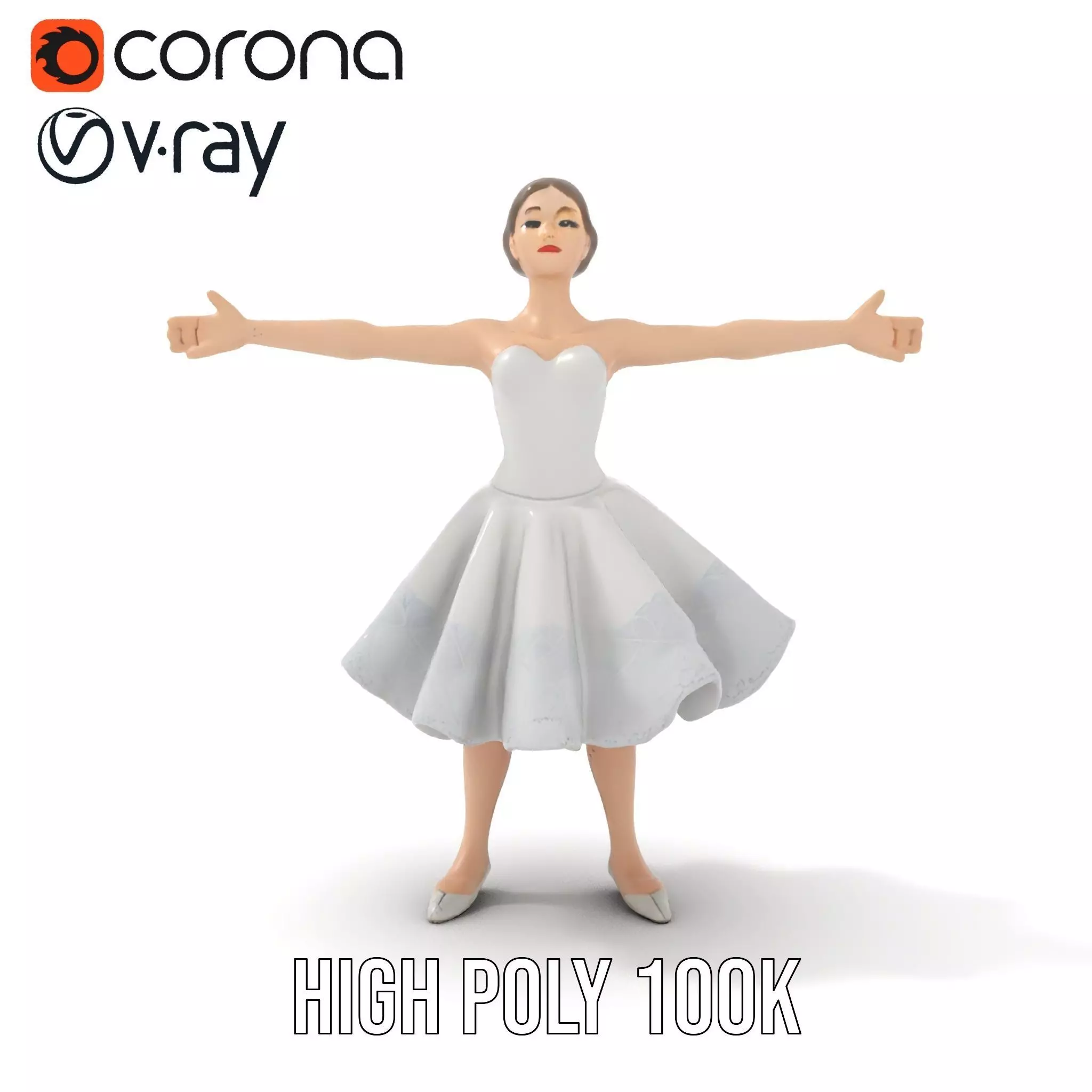 Ballet Dancer Model Pack with Elegant Dress Low-poly 3D model_15
