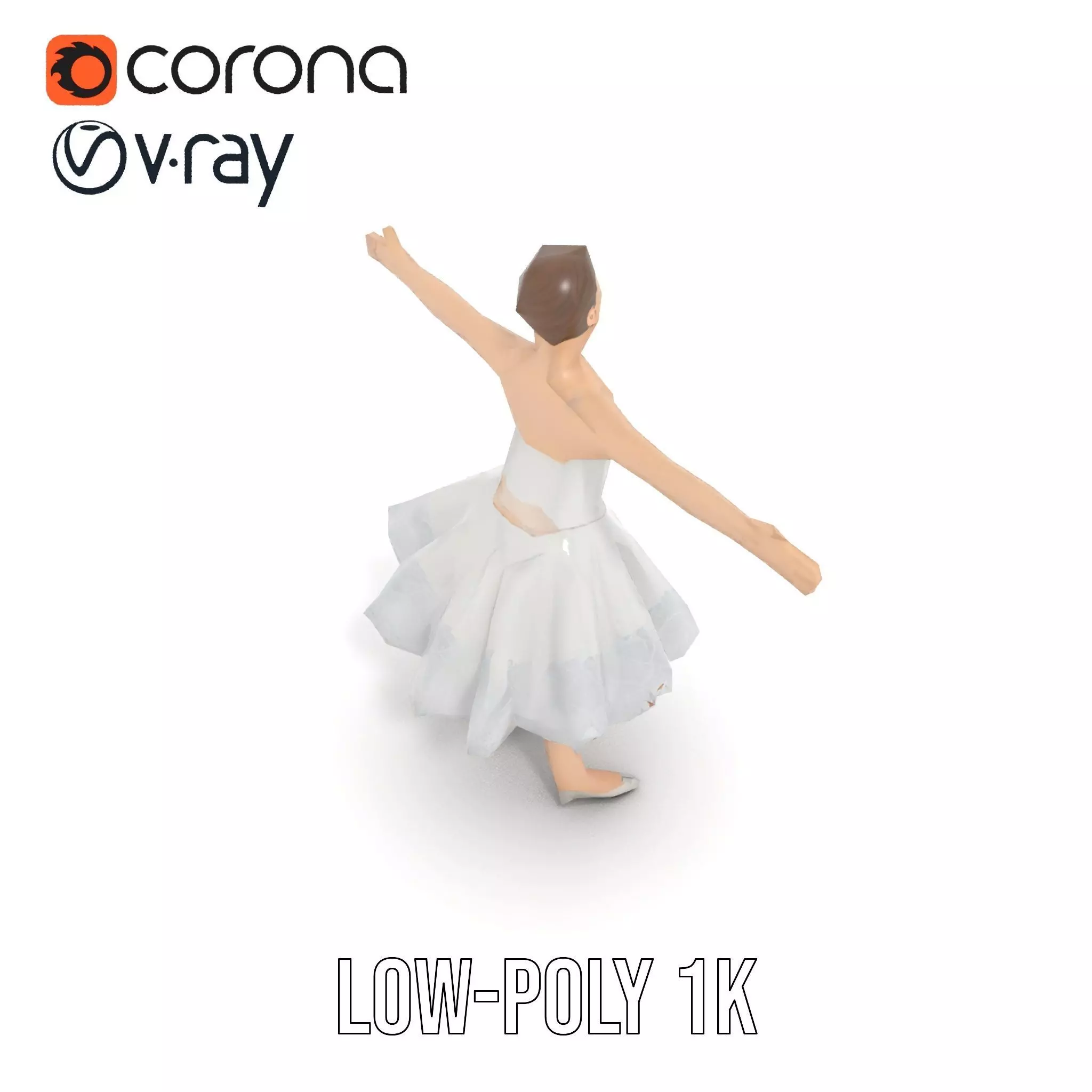 Ballet Dancer Model Pack with Elegant Dress Low-poly 3D model_25