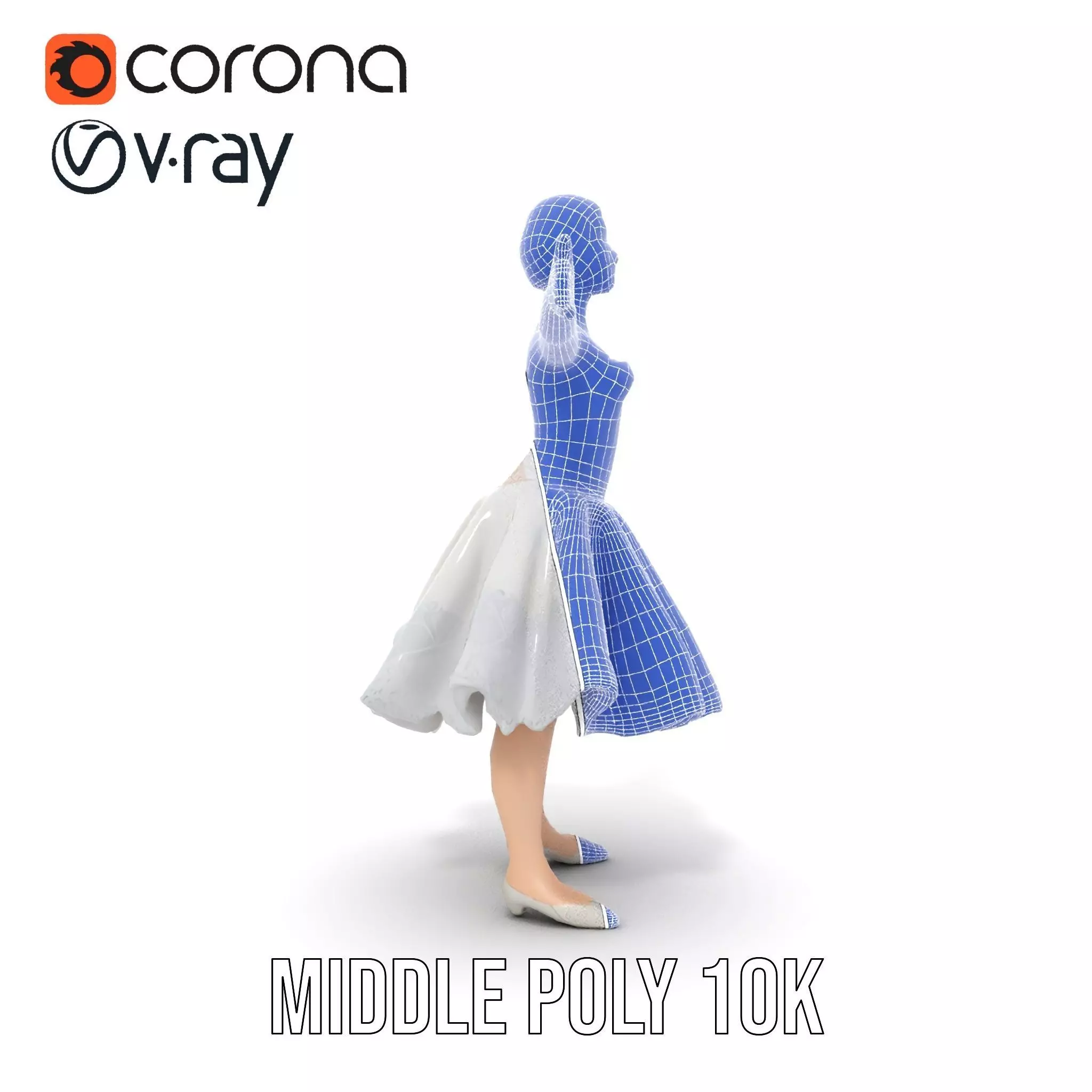 Ballet Dancer Model Pack with Elegant Dress Low-poly 3D model_30