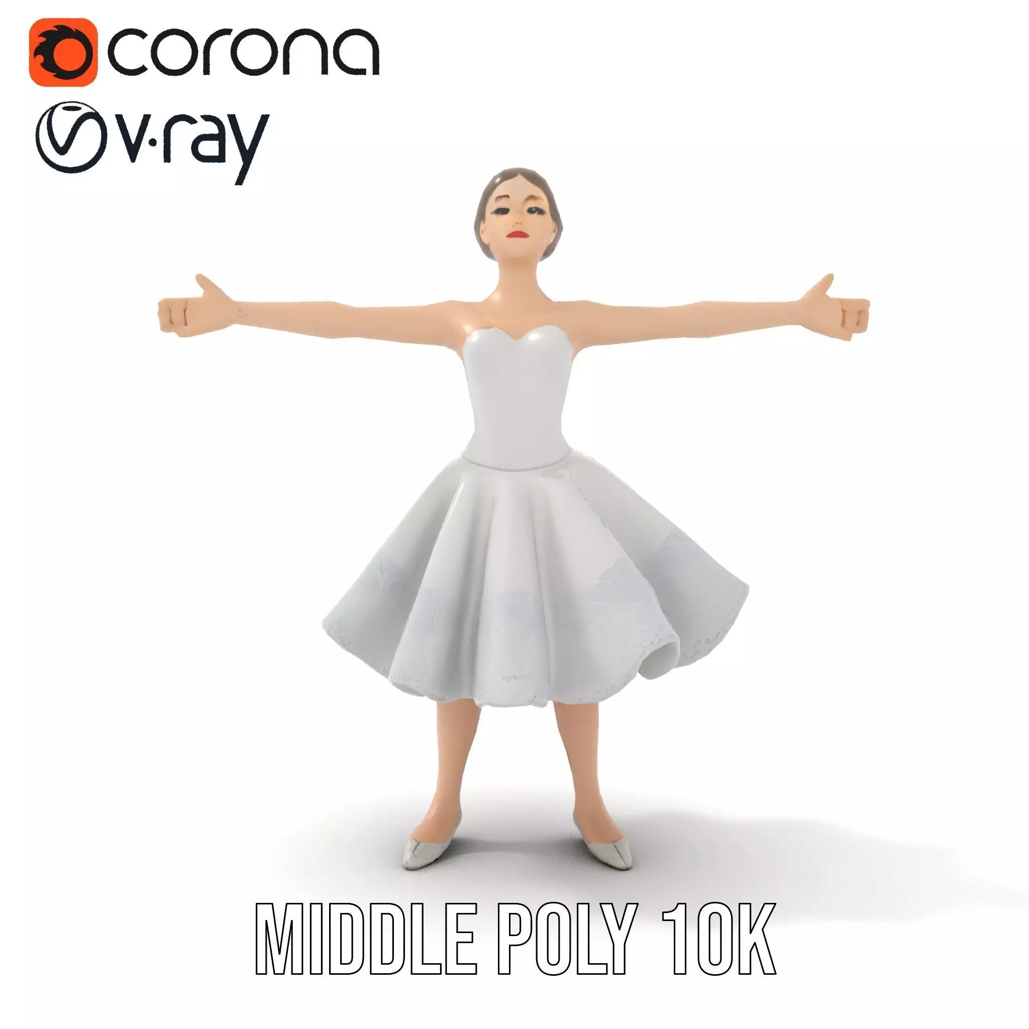 Ballet Dancer Model Pack with Elegant Dress Low-poly 3D model_16