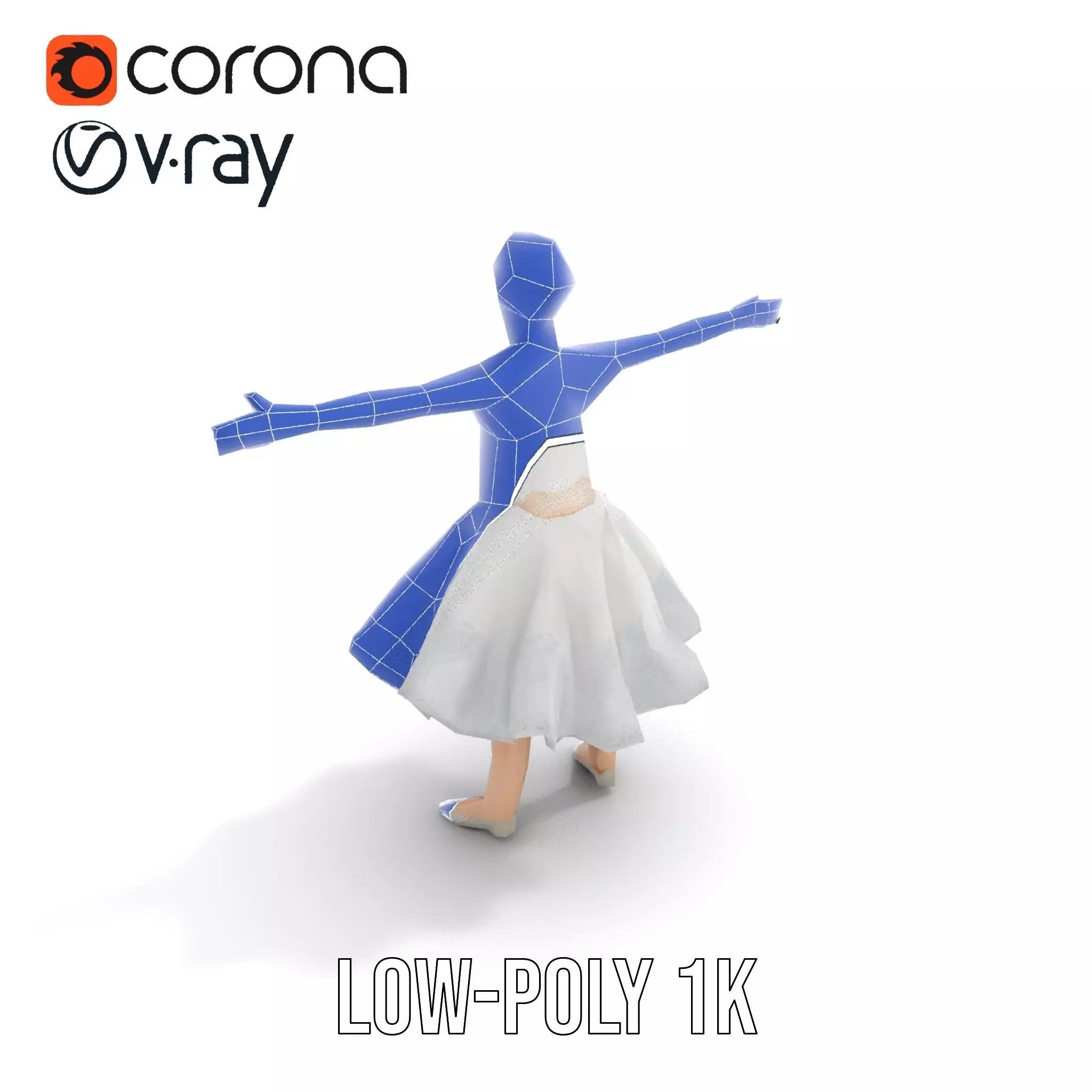 Ballet Dancer Model Pack with Elegant Dress Low-poly 3D model_20