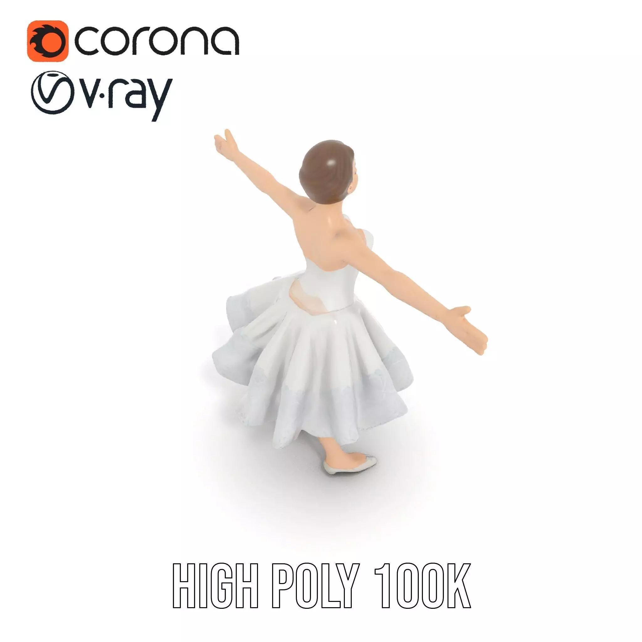 Ballet Dancer Model Pack with Elegant Dress Low-poly 3D model_18