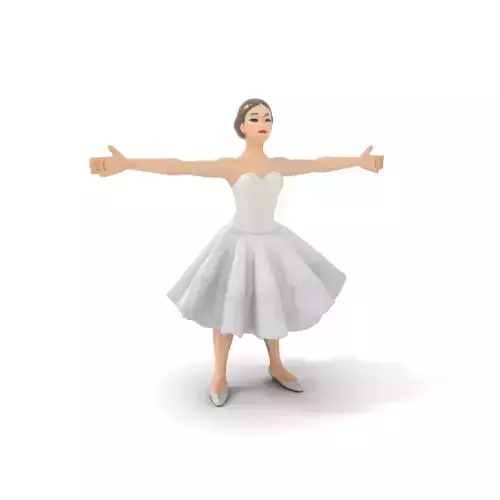 Ballet Dancer Model Pack with Elegant Dress Low-poly 3D model