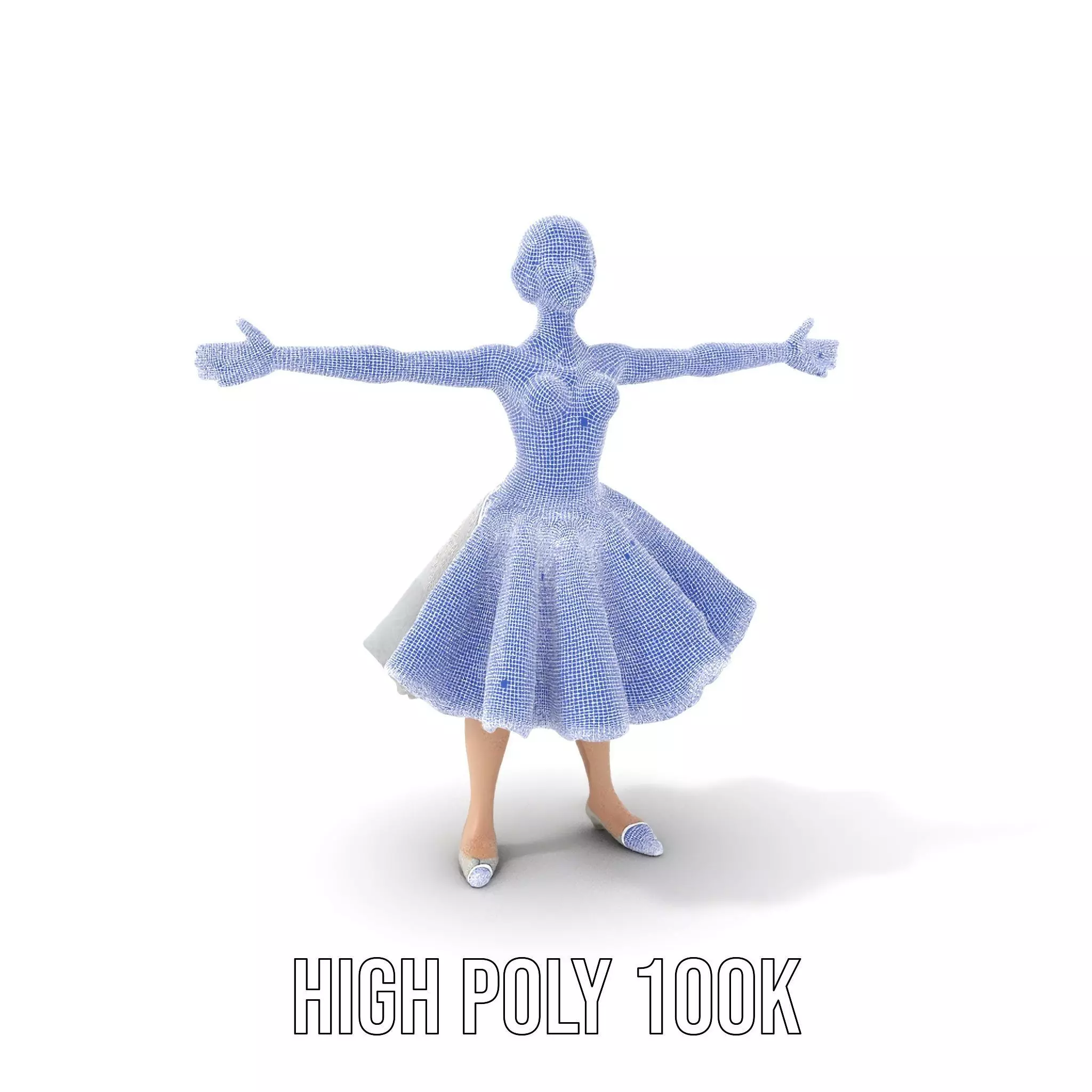 Ballet Dancer Model Pack with Elegant Dress Low-poly 3D model_5