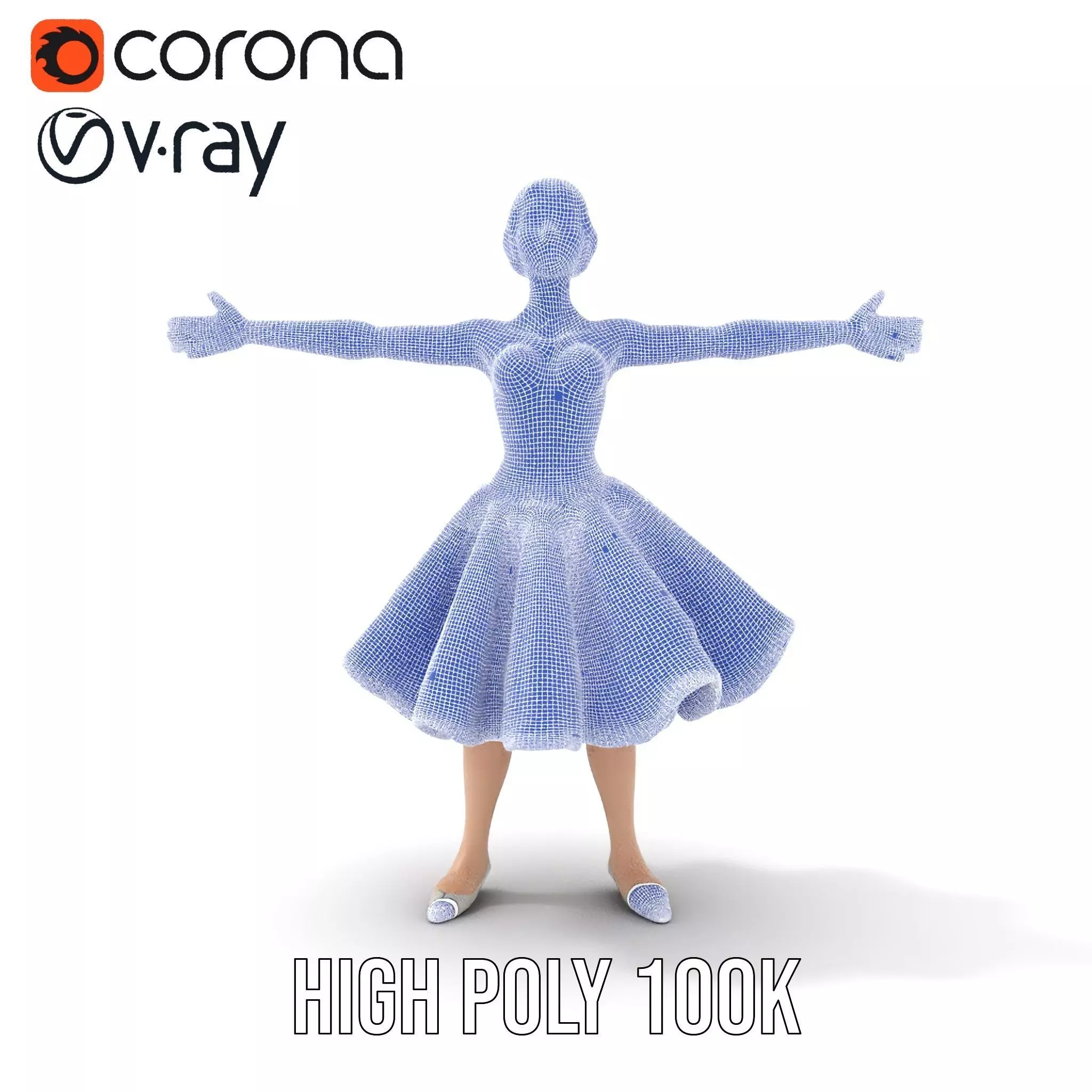 Ballet Dancer Model Pack with Elegant Dress Low-poly 3D model_34