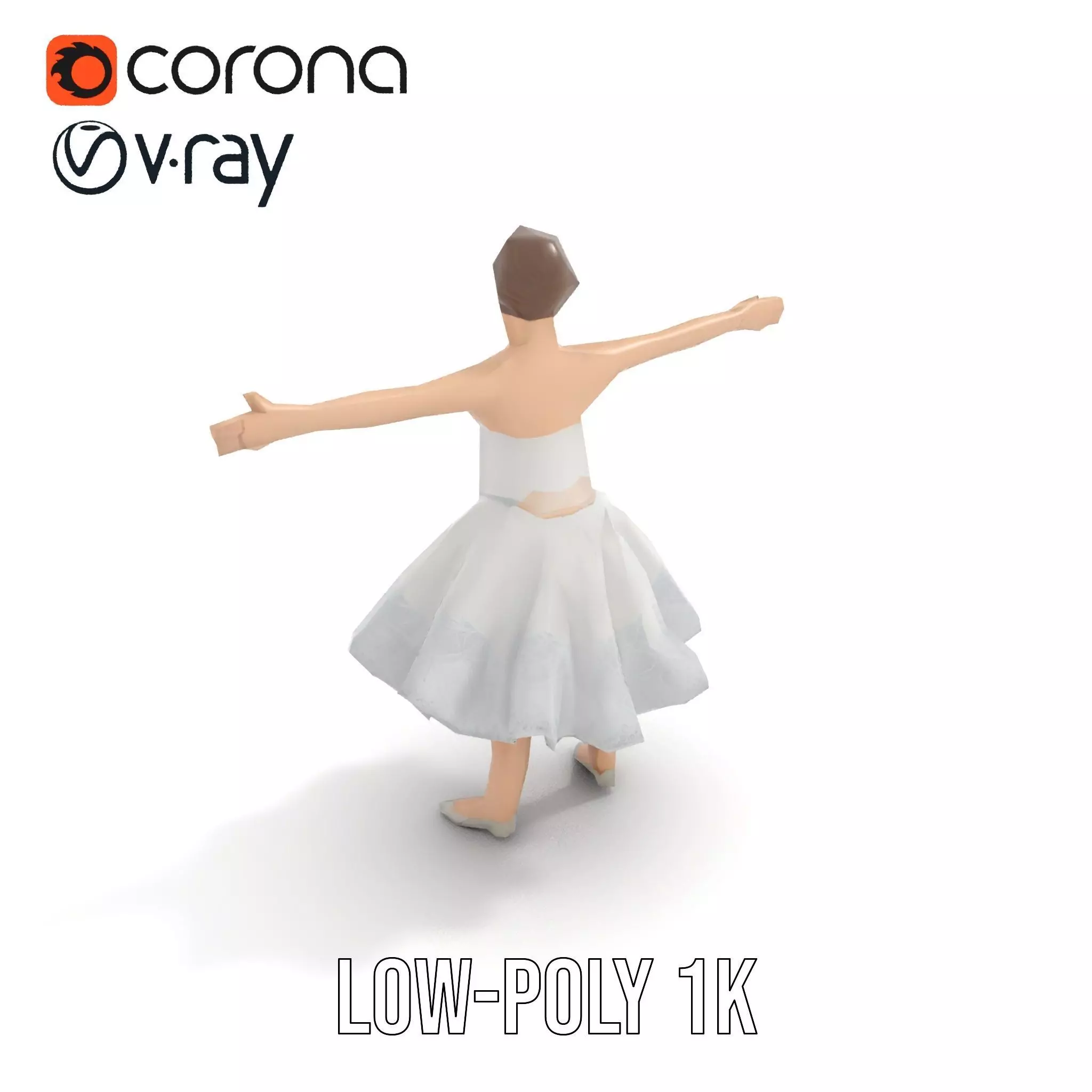 Ballet Dancer Model Pack with Elegant Dress Low-poly 3D model_23