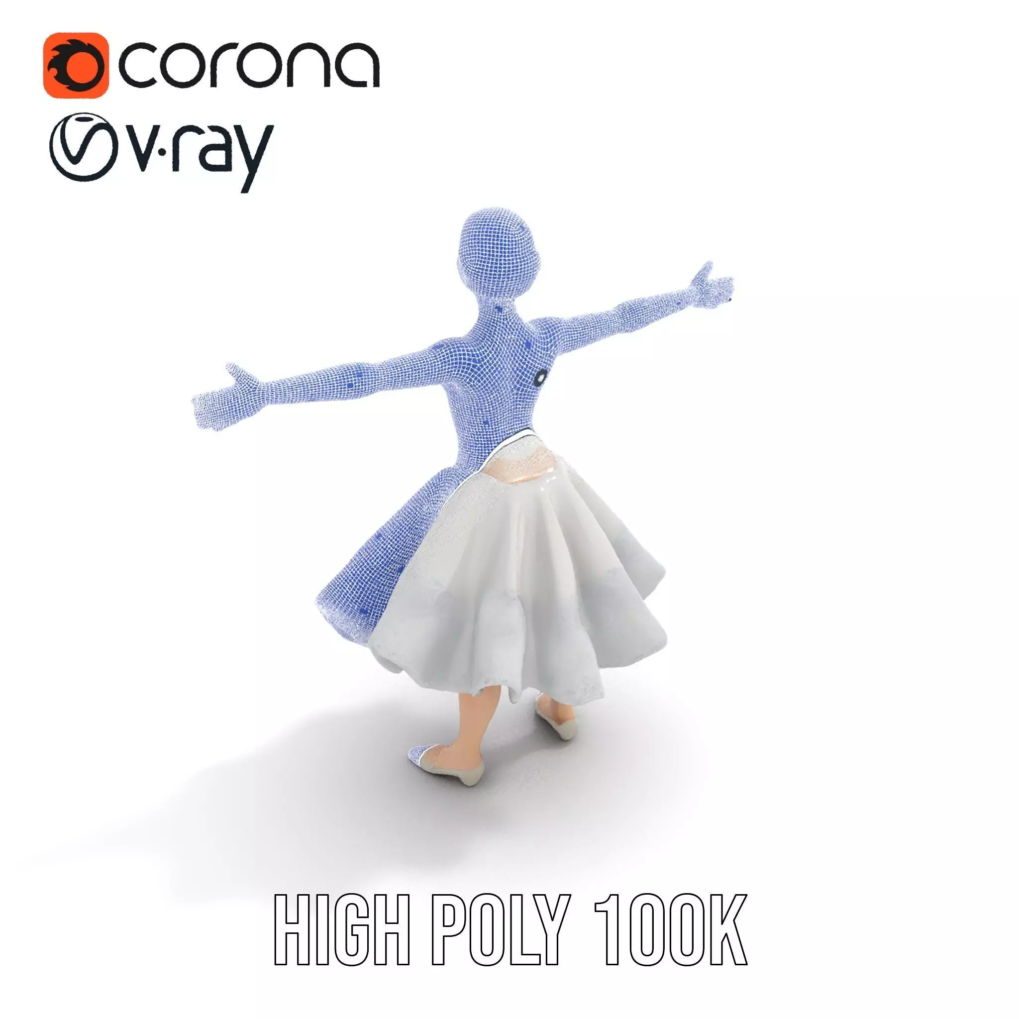 Ballet Dancer Model Pack with Elegant Dress Low-poly 3D model_29