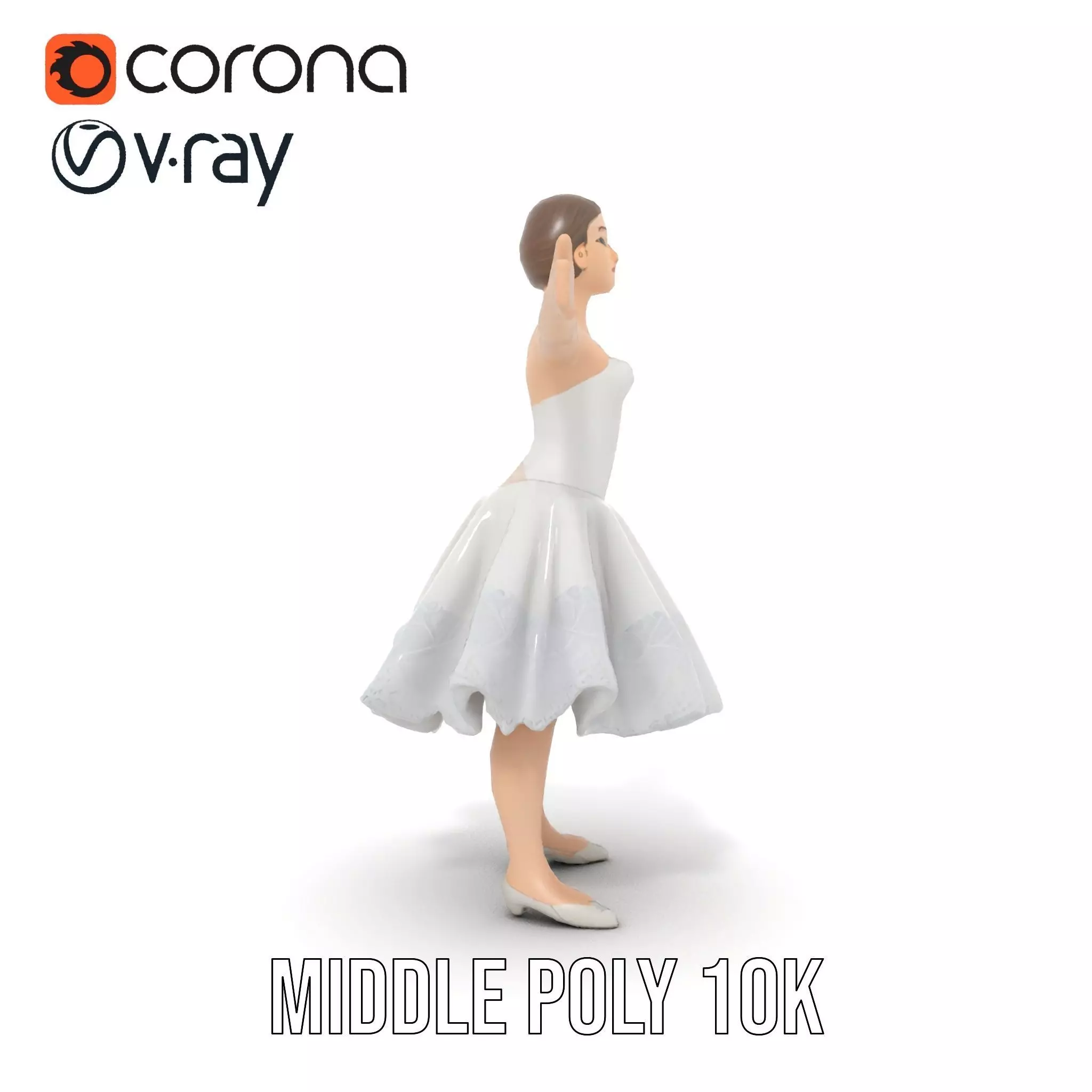 Ballet Dancer Model Pack with Elegant Dress Low-poly 3D model_10