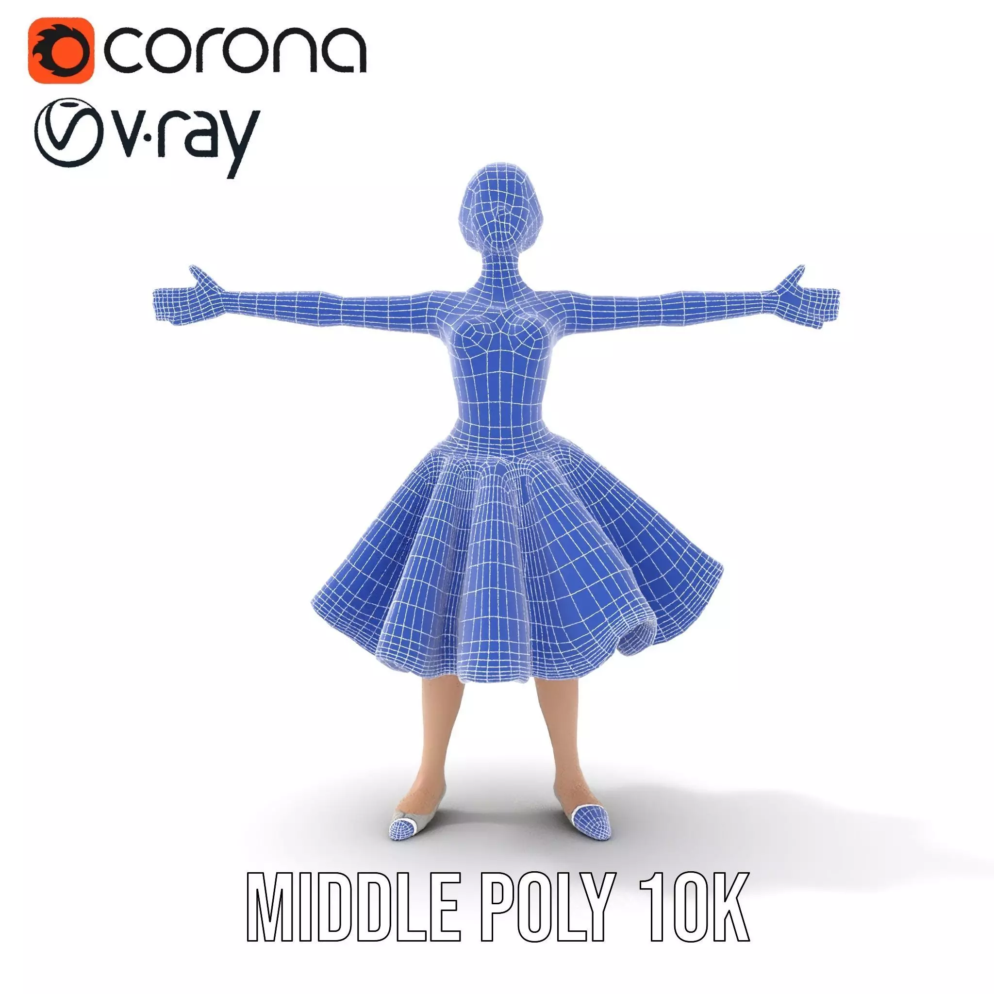 Ballet Dancer Model Pack with Elegant Dress Low-poly 3D model_19