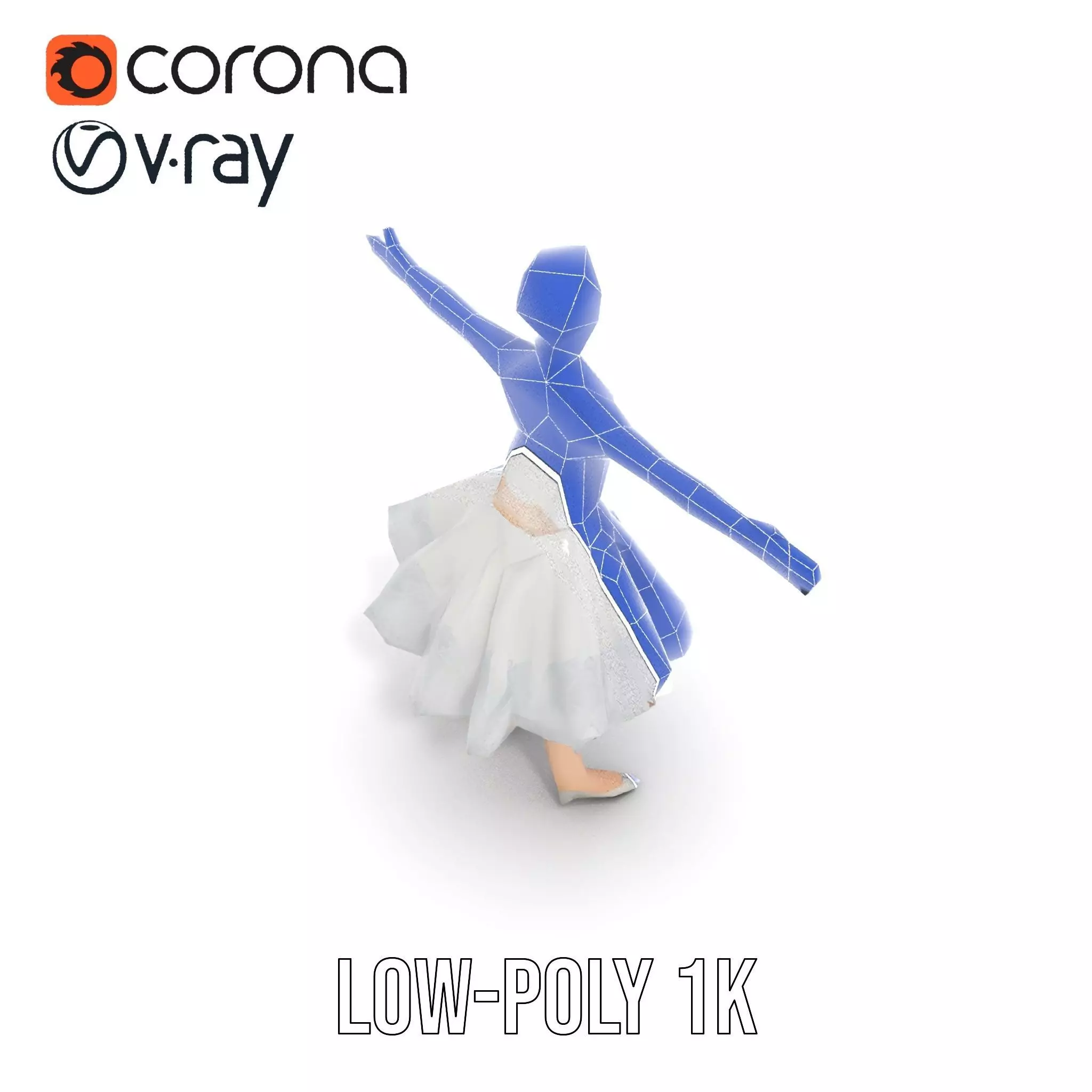 Ballet Dancer Model Pack with Elegant Dress Low-poly 3D model_28