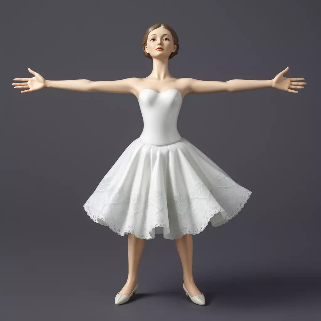 Ballet Dancer Model Pack with Elegant Dress Low-poly 3D model_3