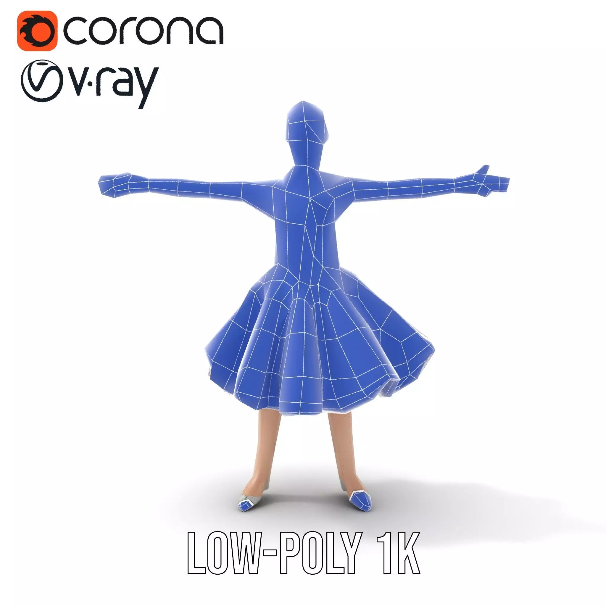 Ballet Dancer Model Pack with Elegant Dress Low-poly 3D model_11