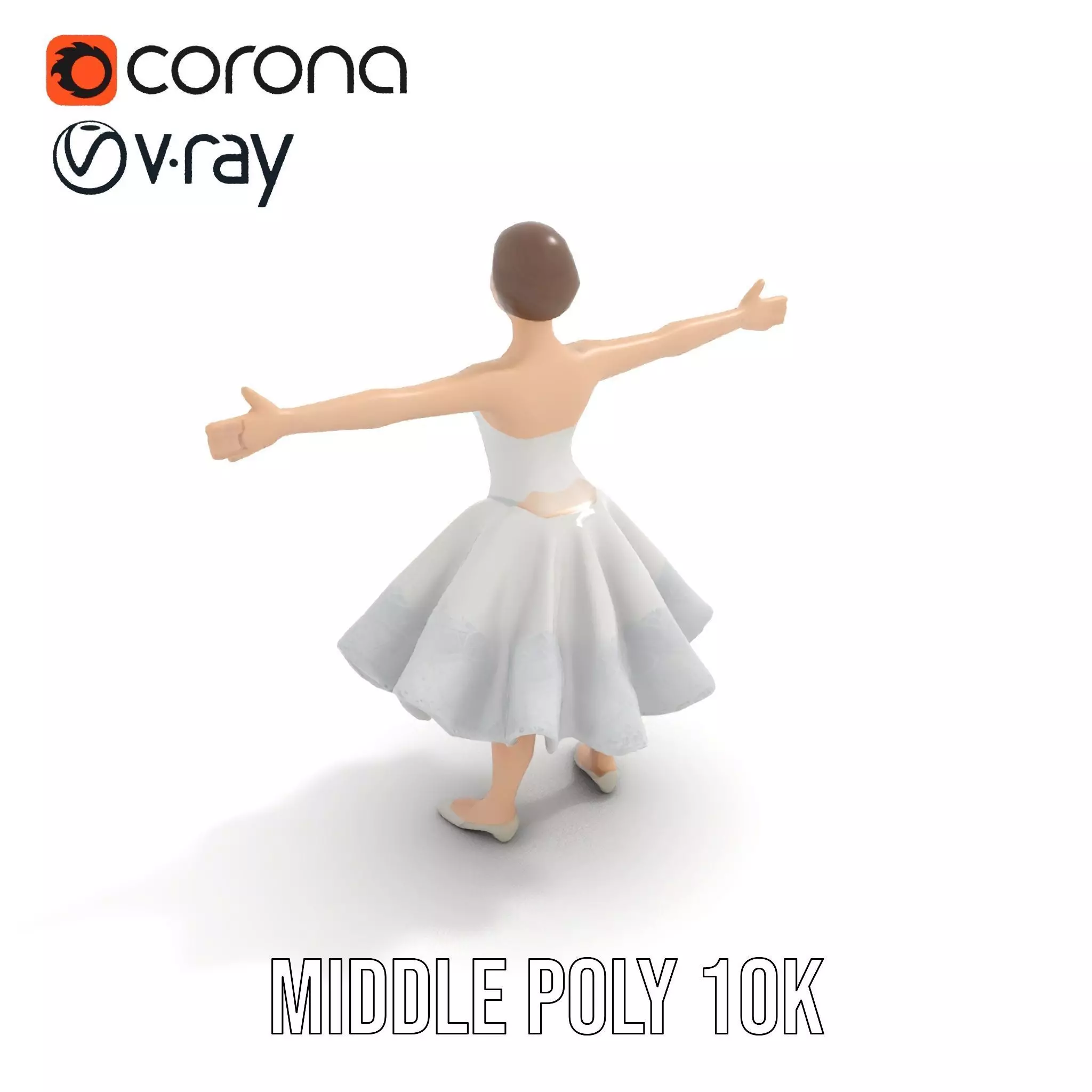 Ballet Dancer Model Pack with Elegant Dress Low-poly 3D model_6
