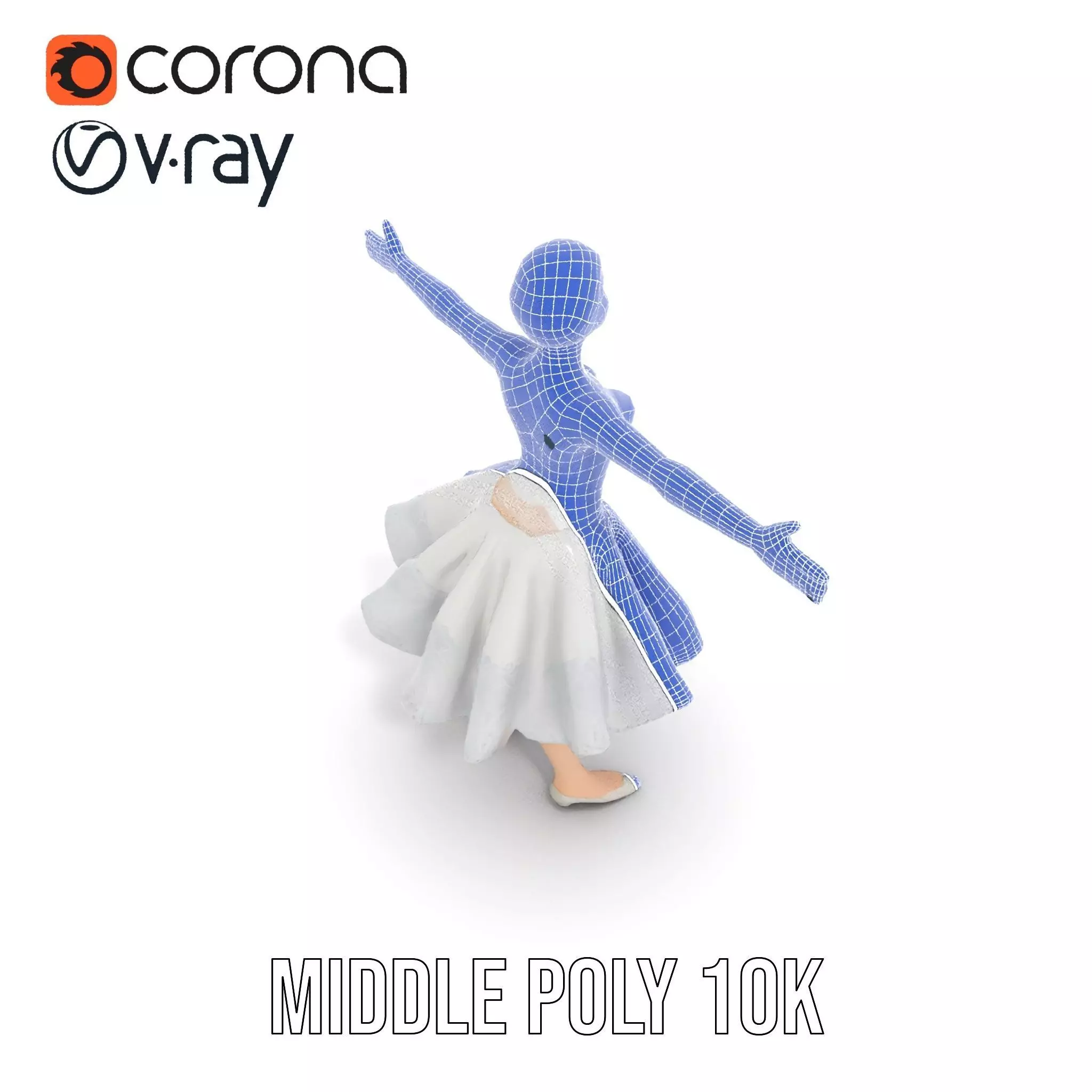 Ballet Dancer Model Pack with Elegant Dress Low-poly 3D model_13