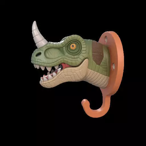Dino Head Wall Hook 3D print model_9